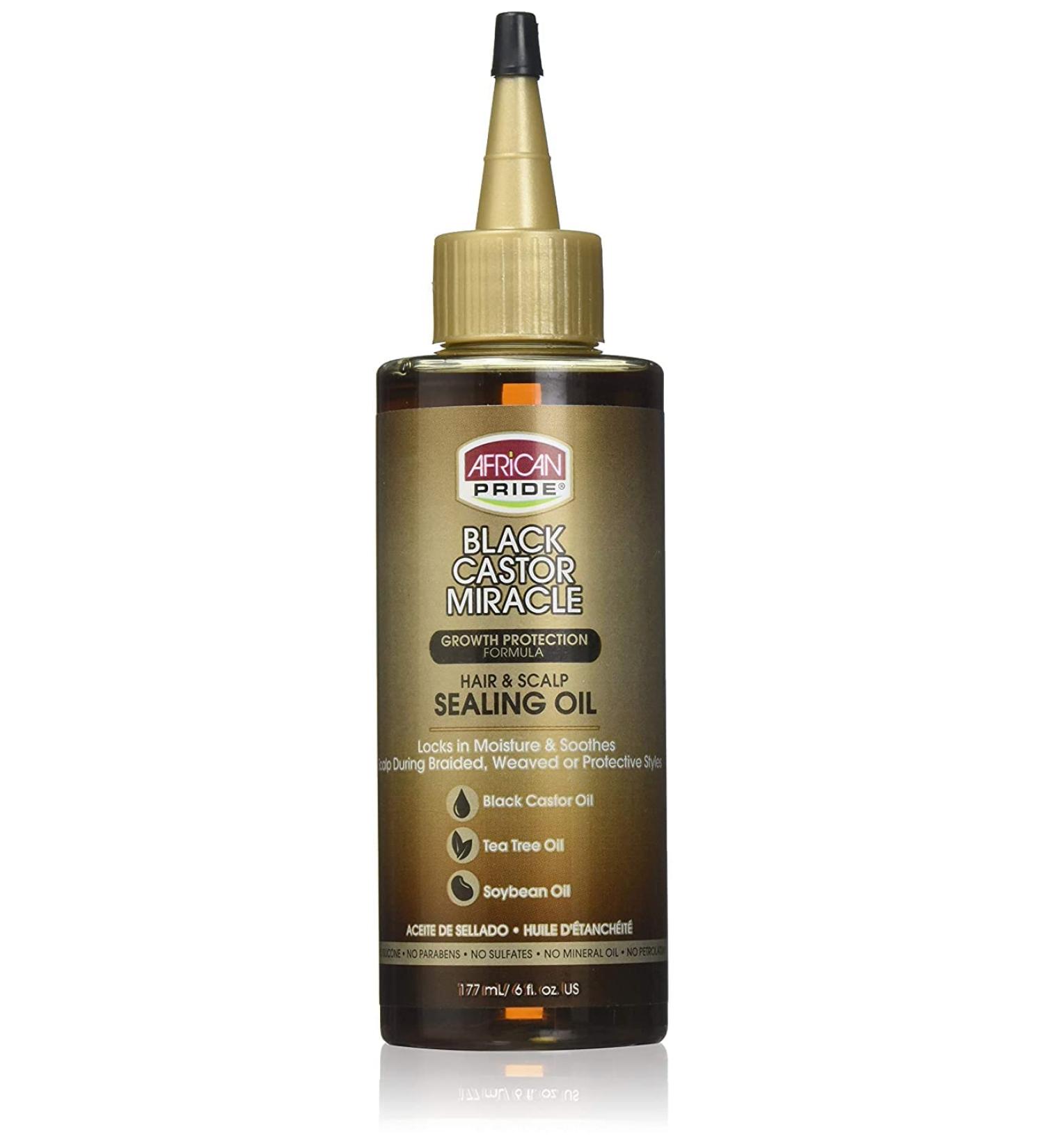 African Pride Black Castor Miracle Hair & Scalp Sealing Oil - 6 oz (Pack of 1) | Moisture Lock & Soothe with Black Castor, Tea Tree, and Soybean Oil - Buy Online on GoSupps.com