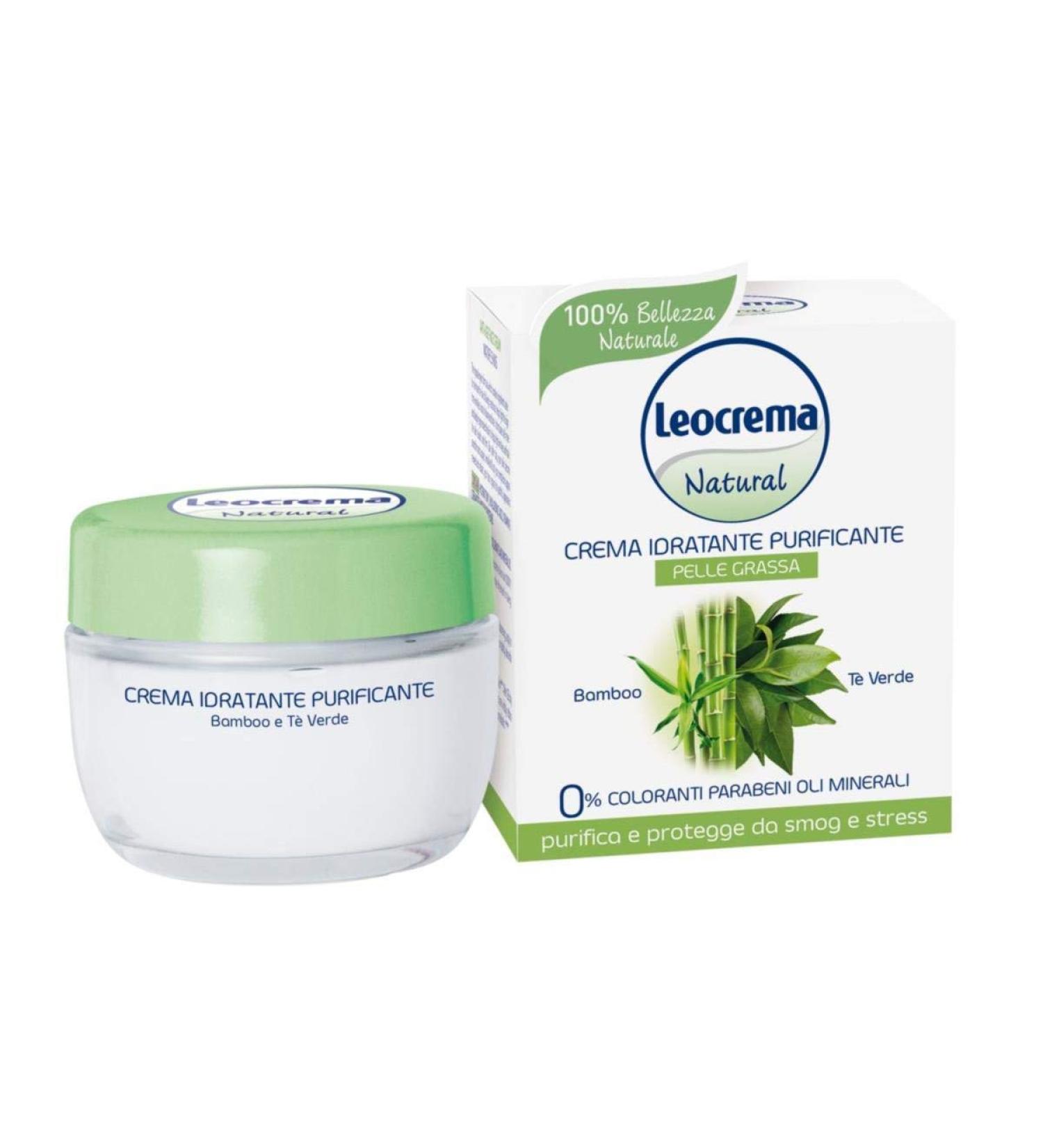 Leocrema Natural Moisturizing Face Cream Purifying 50ml Bamboo and Green Tea