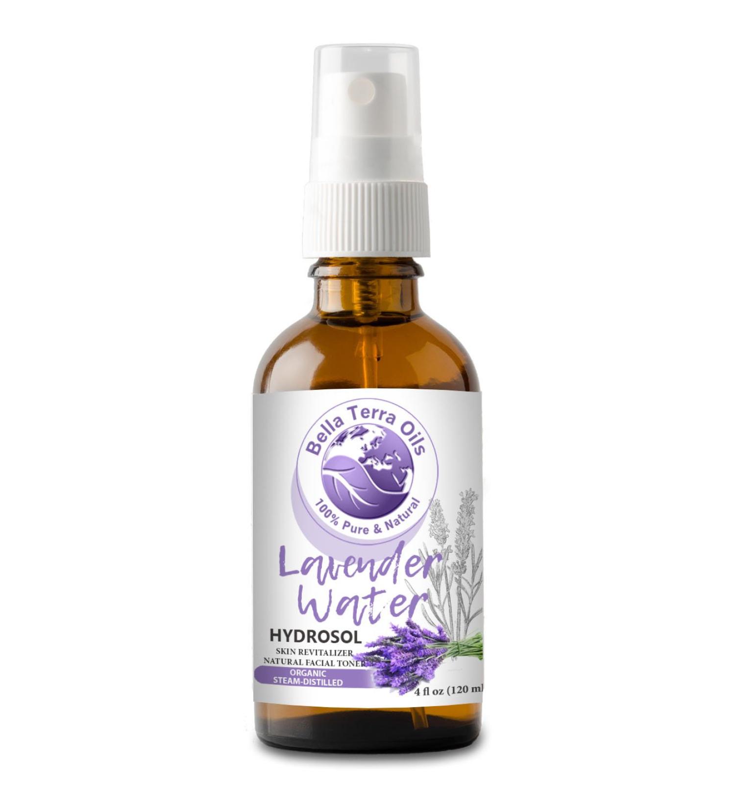 Organic Lavender Hydrosol 4oz - Alcohol-Free Facial Toner & Body Mist by Bella Terra Oils - Buy Online on GoSupps.com