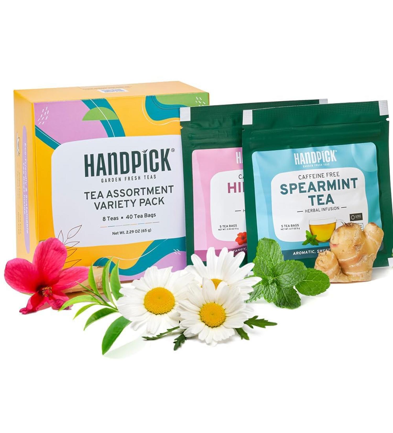 Handpick Tea Assortment Variety Pack - 40 Count - 8 Assorted Flavors - Gift Set - Buy Online on GoSupps.com