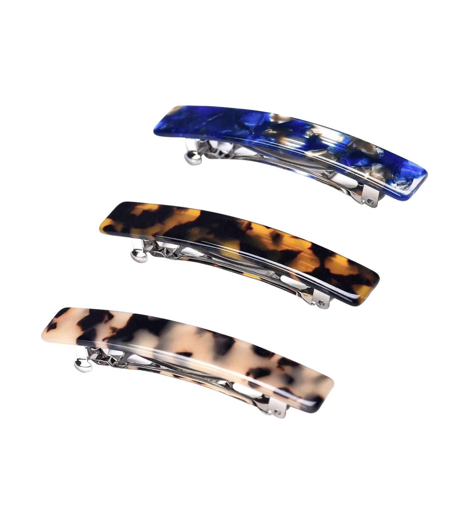 Tshaoun 3-Piece French Vintage Hair Clips - Classic Accessories for Fine & Medium Thick Hair - Rectangle Tortoise Style Hair Clips for Women & Girls - Buy Online on GoSupps.com