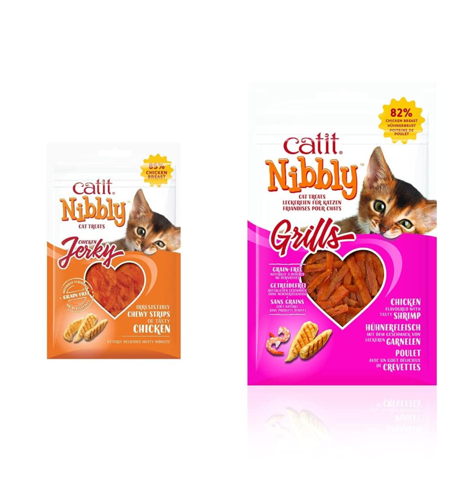 Catit Nibbly Jerky Chicken Recipe (1 oz) + Catit Nibbly Grills Chicken and Shrimp Recipe (1 oz)