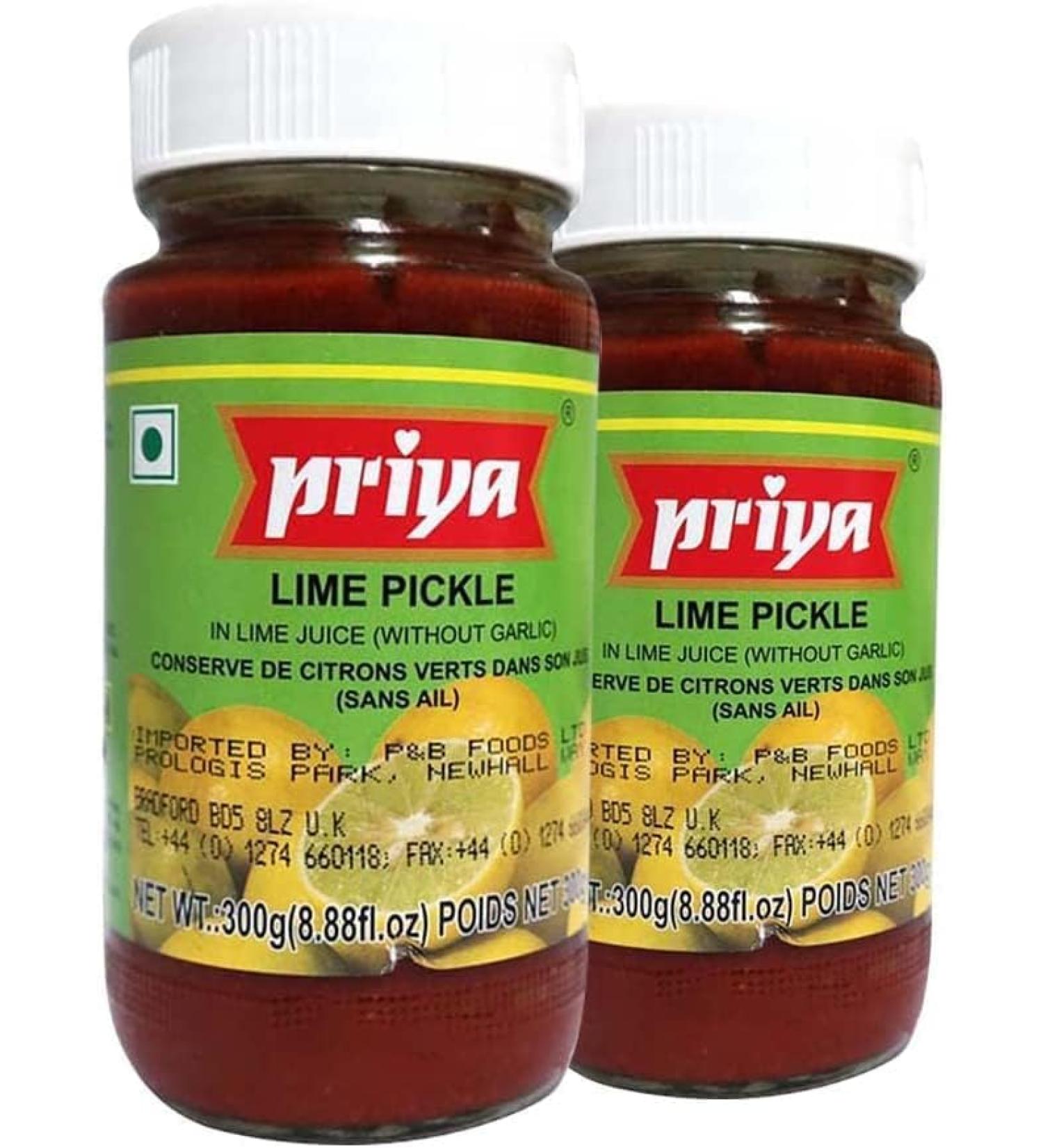 Seelans Superstore Priya Lime Pickle |Indian Origin |Popular Indian Condiment |with Great Flavor | Delicious with Poppadums| Spicy & Sour | Vegan |300g Pack of 2 - Buy Online on GoSupps.com