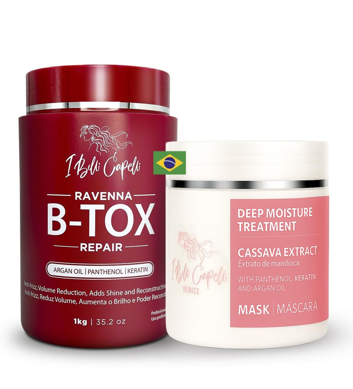 I Belli Capelli Ravenna Keratin Treatment Repair Kit Hair & Argan Oil Mask 500g - Capilar Para el Cabello Formaldehyde-Free- Effect Anti-Frizz Volume Reduction- Kit (Pack of 2) - Buy Online on GoSupps.com