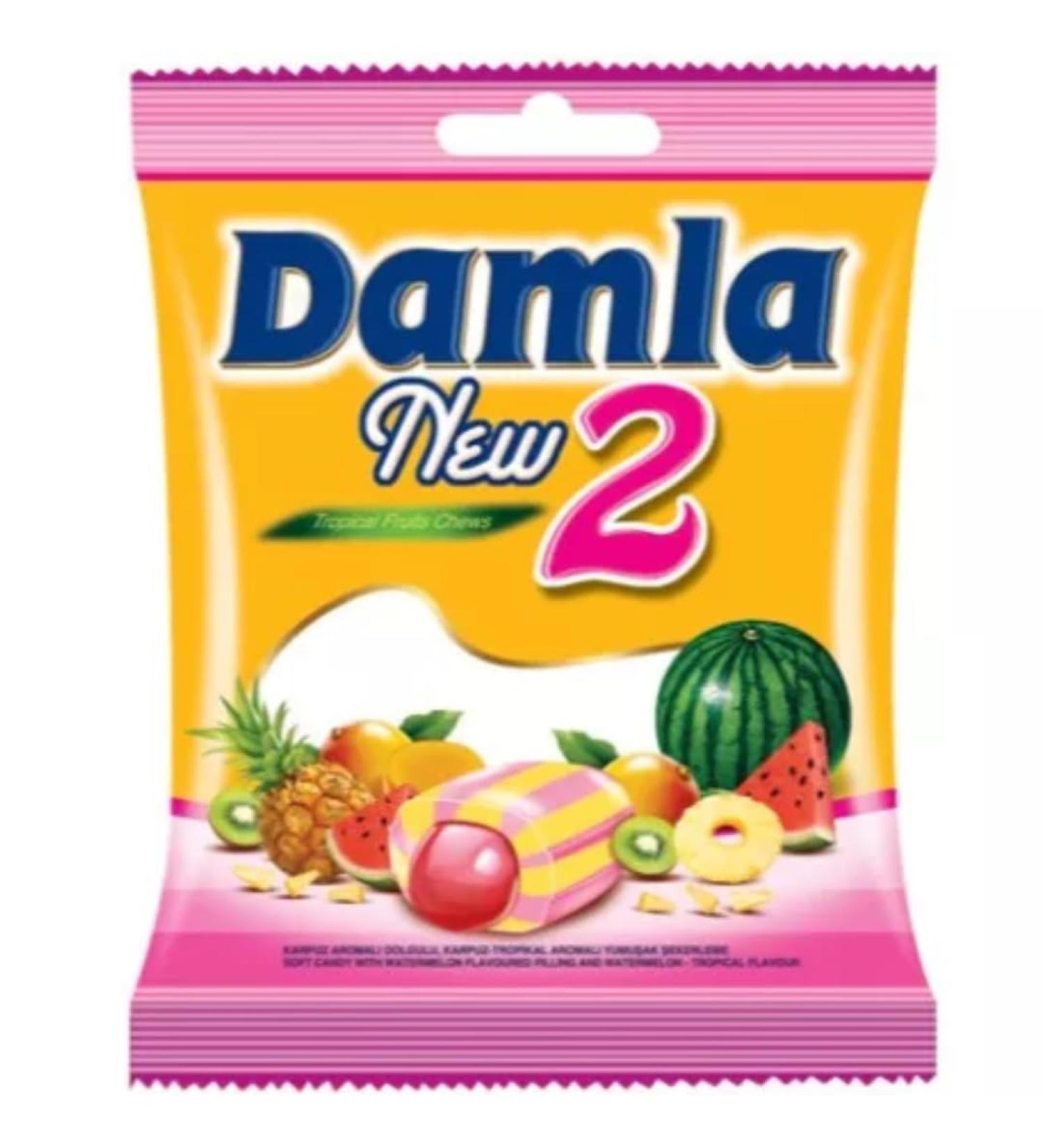 Tayas Damla Tropical Fruit Candy 200g - Tropical Flavoured Chews - Sweet Sweets - Watermelon Melon Pineapple Tropical Fruits