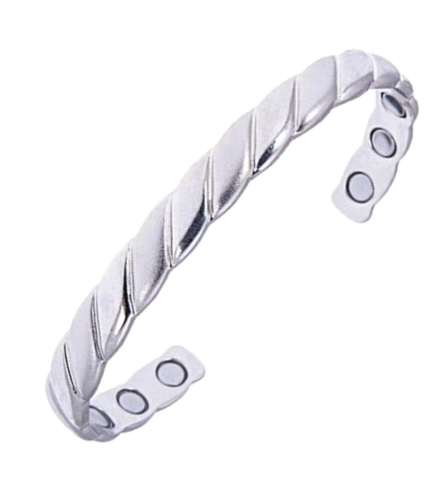 Original Copper Magnetic Cuff Bracelet for Men & Women - Adjustable Silver Braided Design - Ultra Strength & International Shipping - Buy Online on GoSupps.com