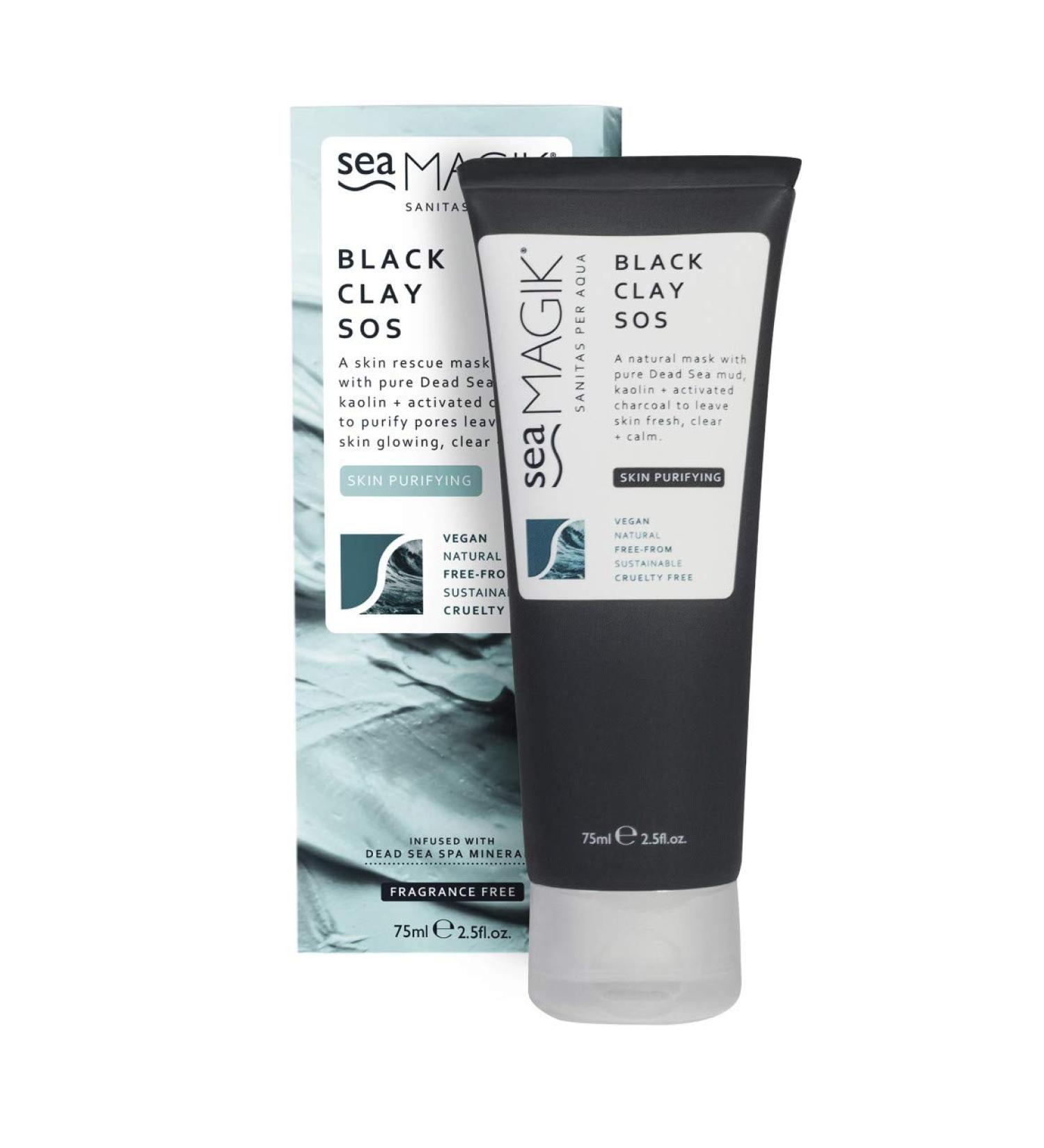 Black Clay SOS Natural Dead Sea Mud Mask for brightening dull skin.