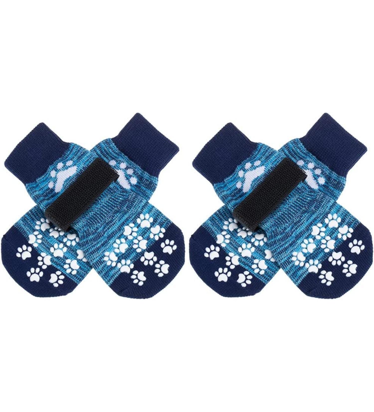 Expawlorer Non-Slip Dog Socks - Soft Breathable Paw Protection for All Dogs - Adjustable Straps & Traction Control - XL Blue (4 Count) - Buy Online on GoSupps.com