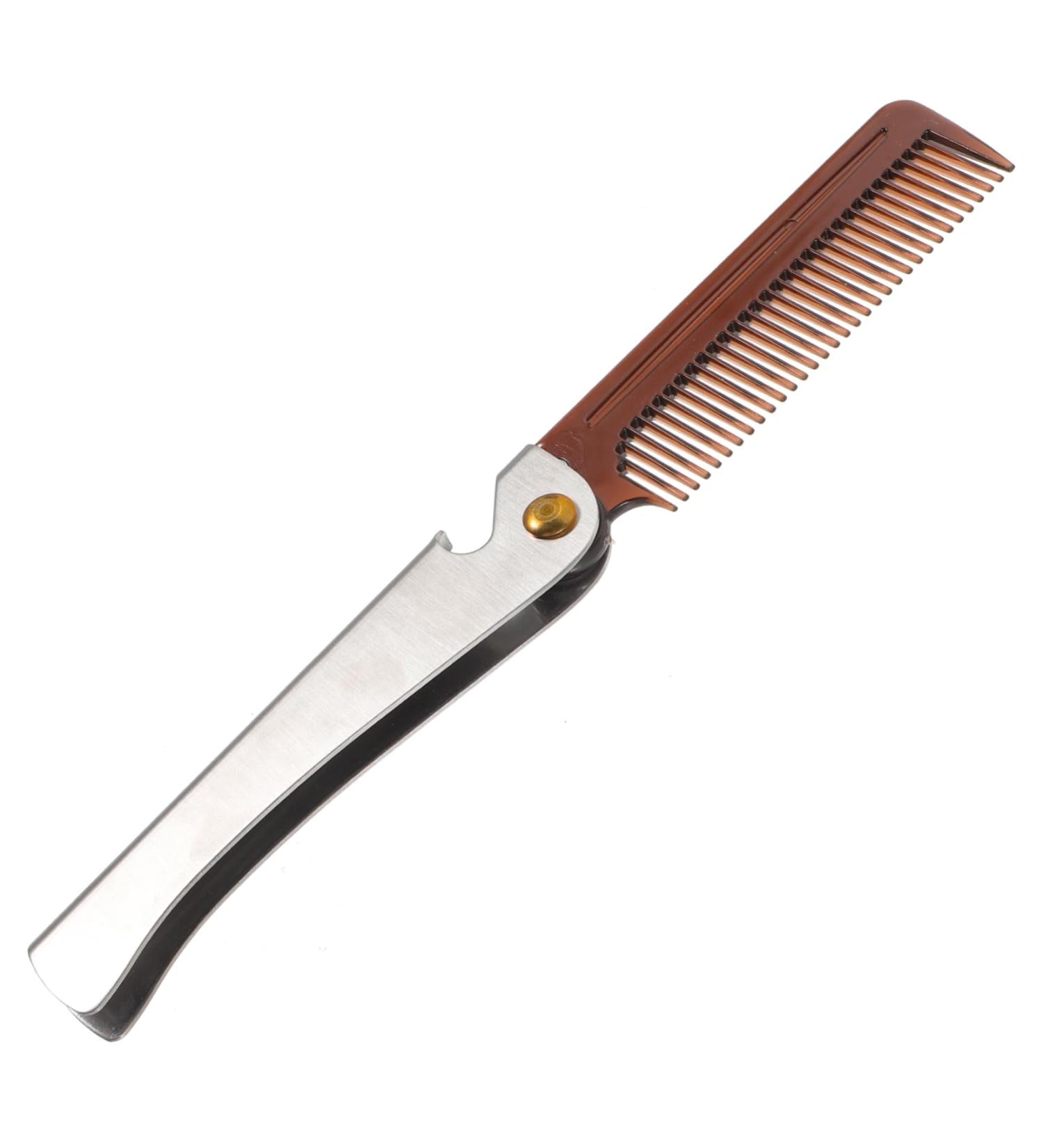 Beaupretty Foldable Face Hair Brush & Bottle Opener - Portable Stainless Steel Travel Comb for Men's Beard Care & Hair Cutting - Buy Online on GoSupps.com