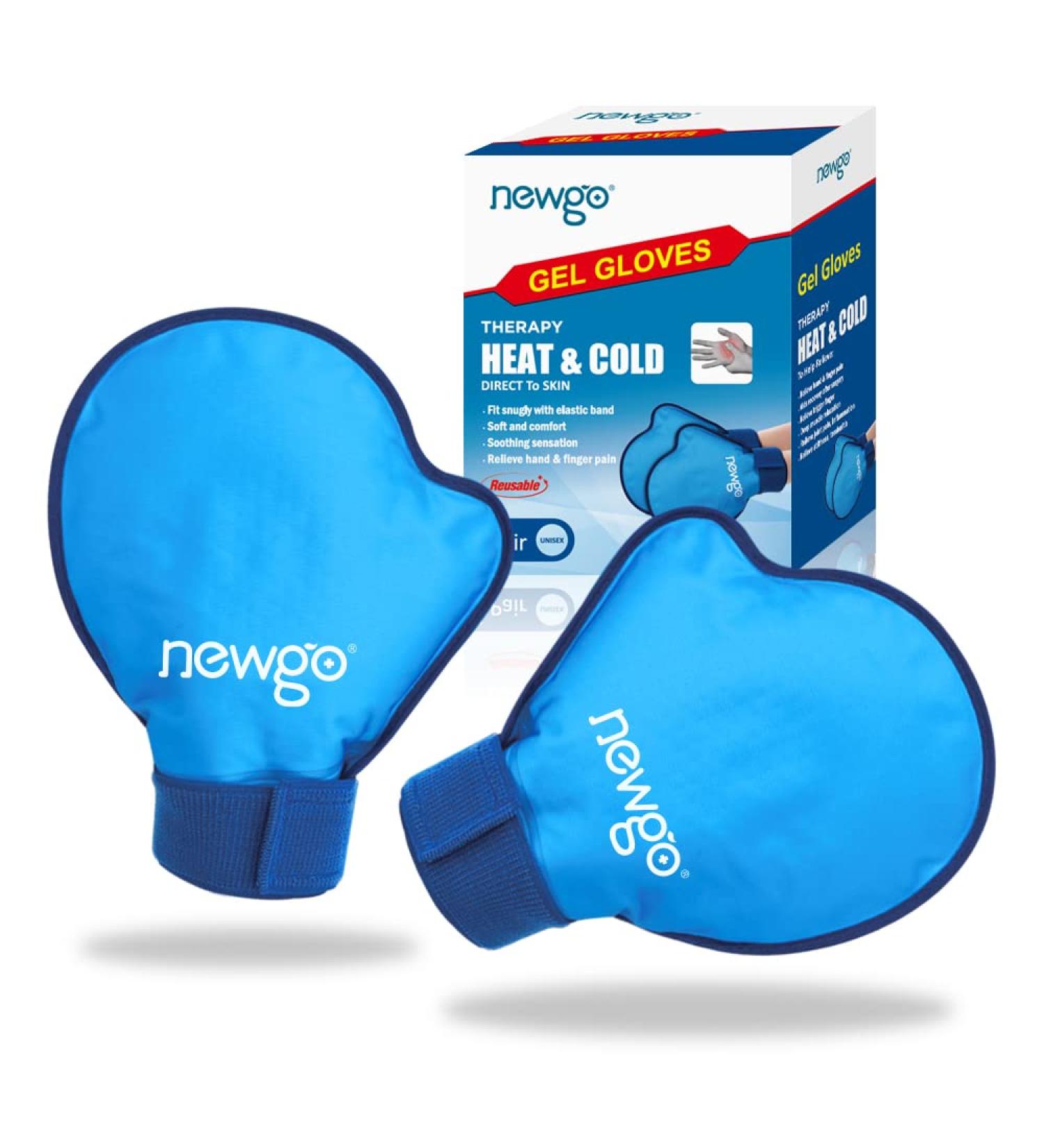NEWGO Hand Ice Pack Gloves - 2 Pack for Pain Relief, Chemotherapy, Neuropathy, Arthritis, Injuries - Reusable Cold Gloves for Hands - Buy Online on GoSupps.com