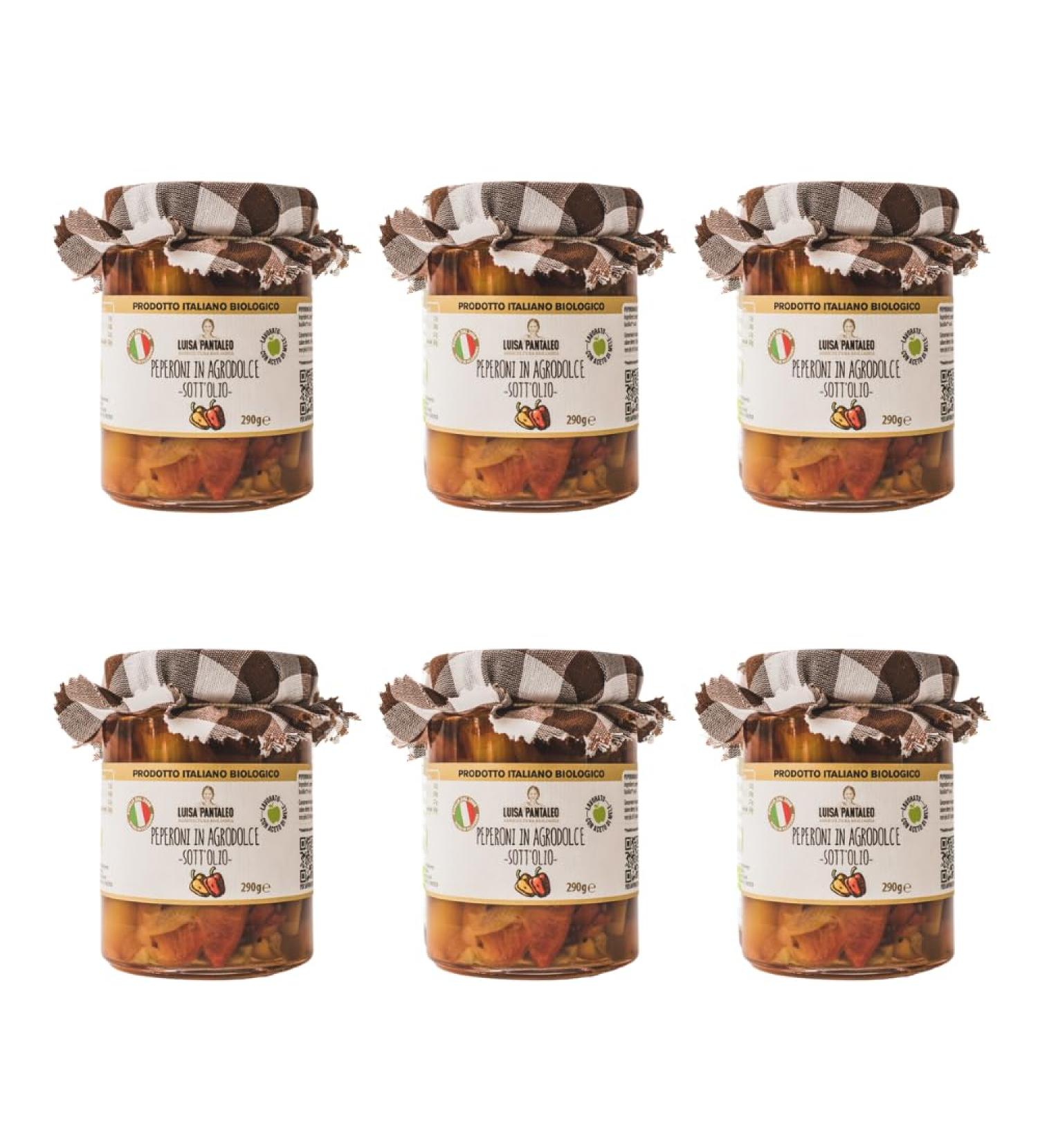 Pantaleo Agricoltura Luisa Pantaleo Organic sweet and sour peppers in oil 6 jars of 270 g 100 made in Italy without preservatives low fat content ideal for seasoning legumes and meat - Buy Online on GoSupps.com