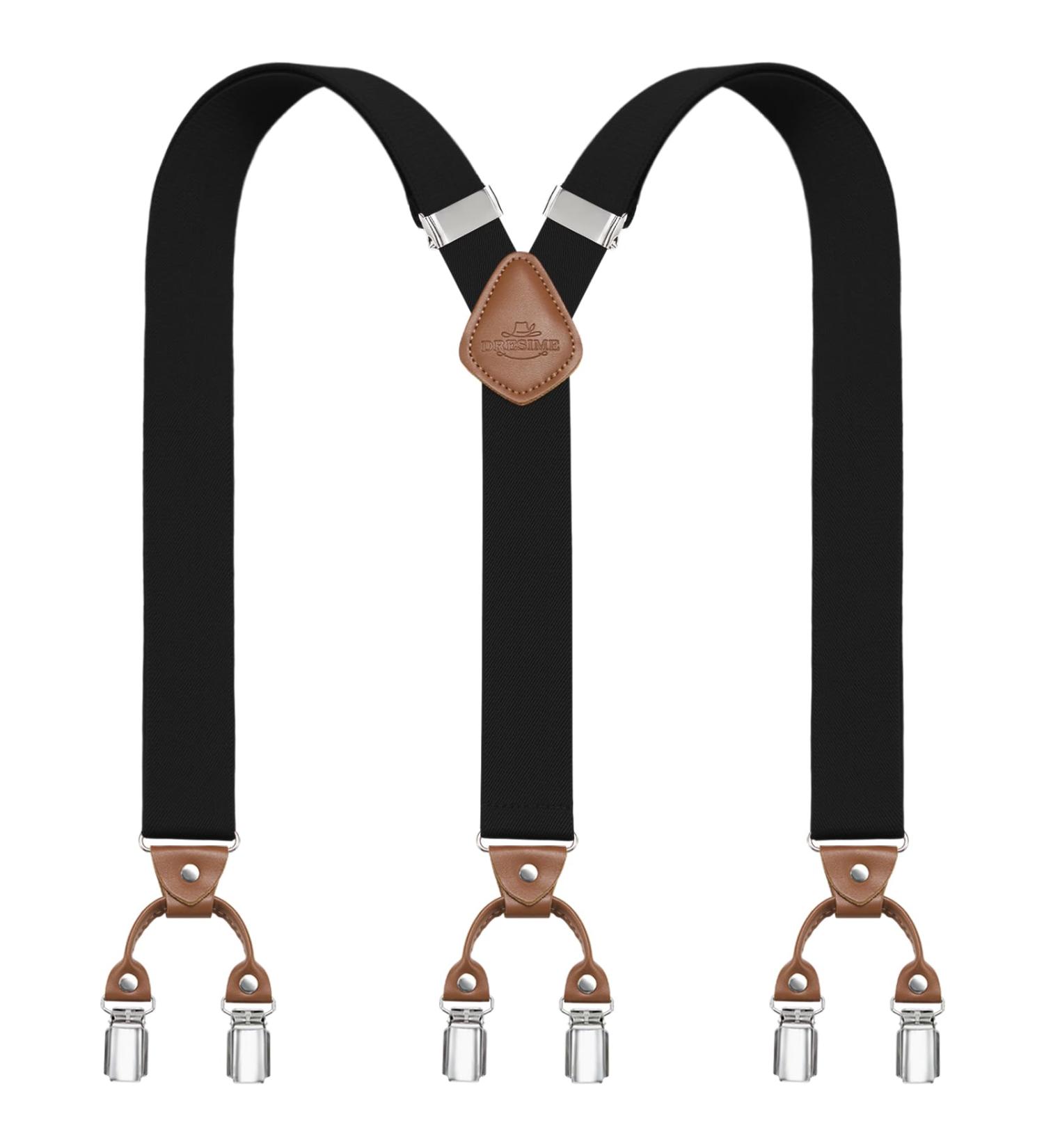 Men's Adjustable Y-Back Braces with 6 Metal Clips - Heavy Duty Elastic Pants Braces - Dresime H se B rs - Buy Online on GoSupps.com