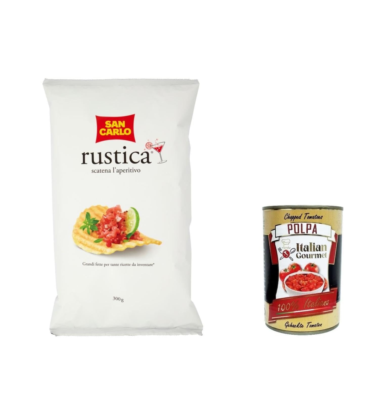  Italian Gourmet E.R. San Carlo Rustica Pack of 6 Salted Potato Chips 300g Potatoes + Italian Gourmet Polpa 400g - Buy Online on GoSupps.com