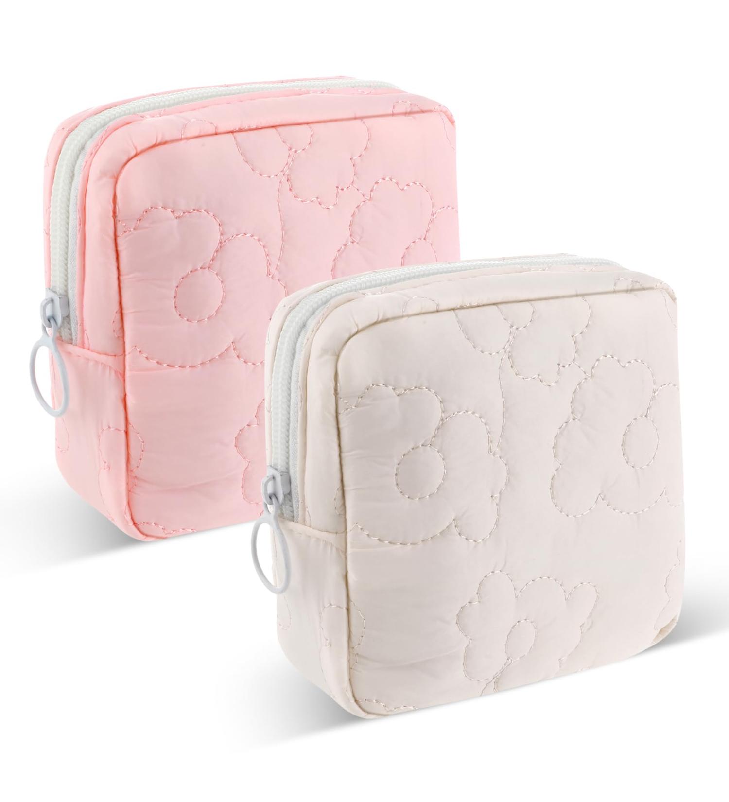 TIESOME Embroidery Sanitary Napkin Storage Bag 2Pcs - Portable Menstrual Cup & Period Pad Holder Pouch - Buy Online on GoSupps.com