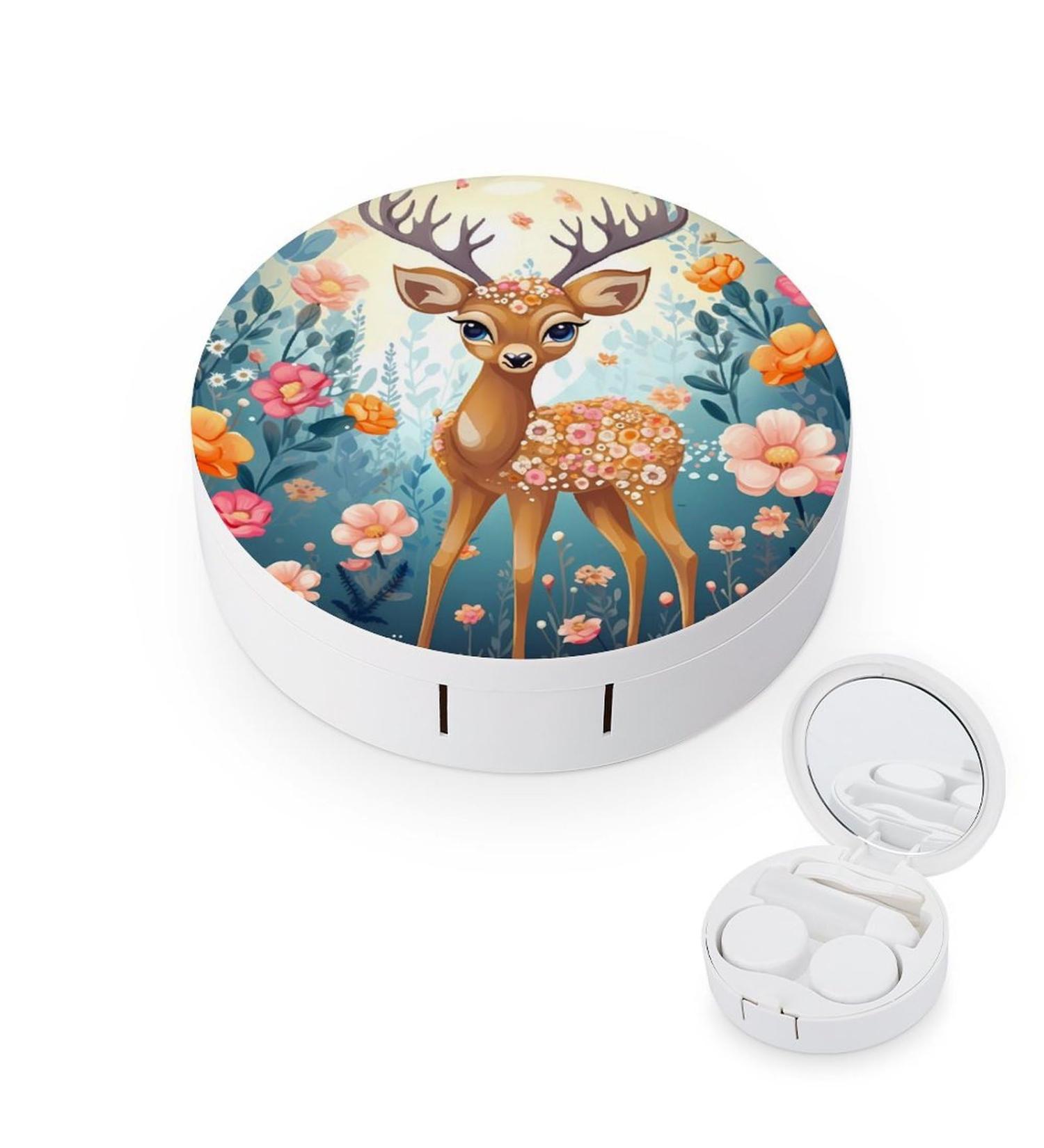 Portable Cartoon Deer Contact Lens Case - Travel-friendly Storage Box for Contacts - Buy Online on GoSupps.com
