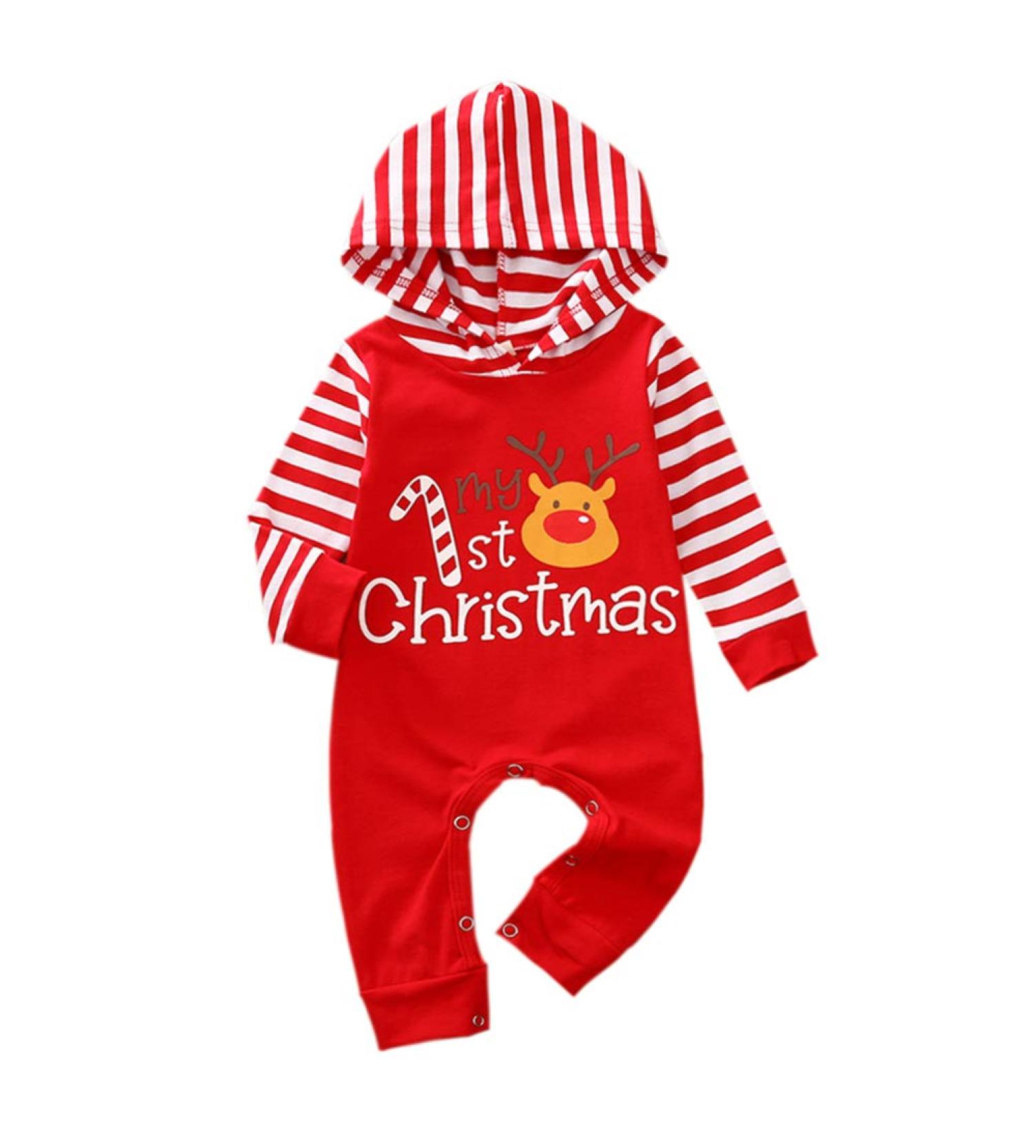 Geagodelia Baby Boy Christmas Romper Overall Jumpsuit 3-6 Months Red - Elk | My First Christmas Outfit - Buy Online on GoSupps.com