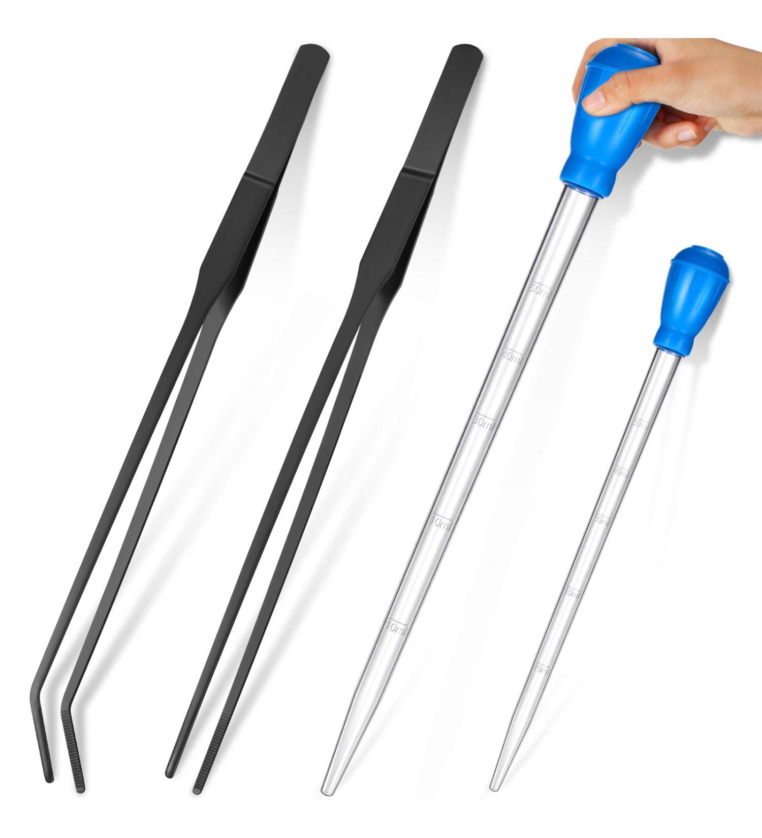 Aquarium Coral Feeder Set with Stainless Steel Tweezers and Syringe - Ideal for Reef Anemones, Lionfish - 2 Pieces - Buy Online on GoSupps.com