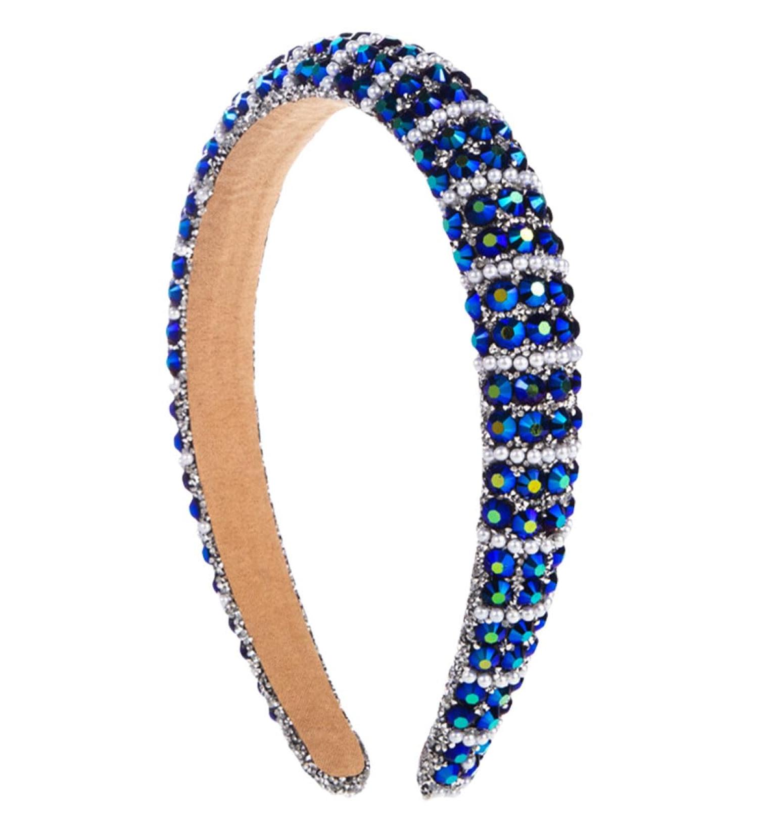 scicent Bridal Hair Accessories for Women Blue Hairbands for Girls Fashion Glitter Sparkly Diamond Head Bands Embellished Pearl Beaded Headbands Wide Non-Slip Hair Hoops - 26511 - Buy Online on GoSupps.com