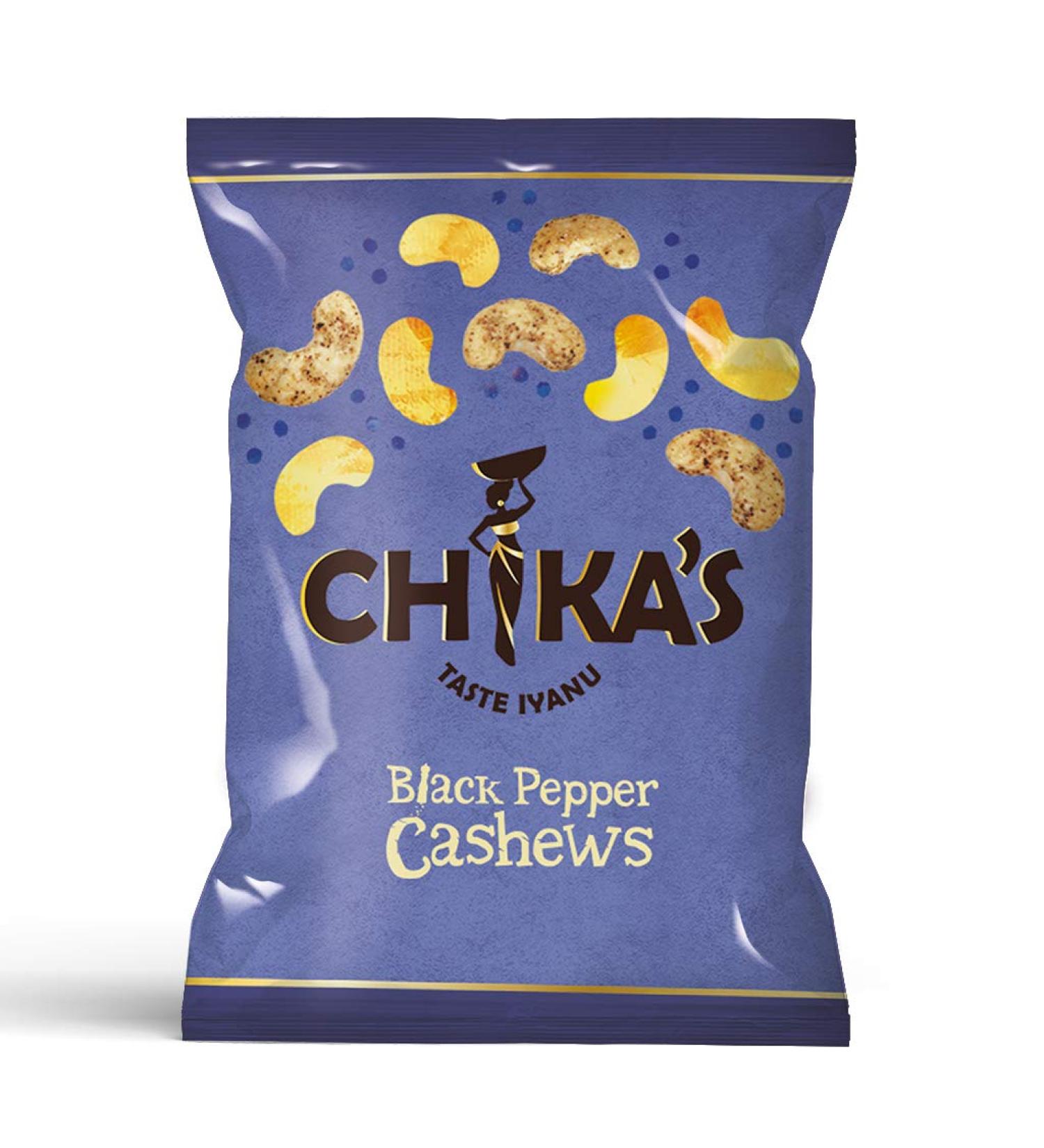 CHIKA'S - Black Pepper Cashews - Healthy & Nutritious Vegan Snack - 12 x 41g - Buy Online on GoSupps.com