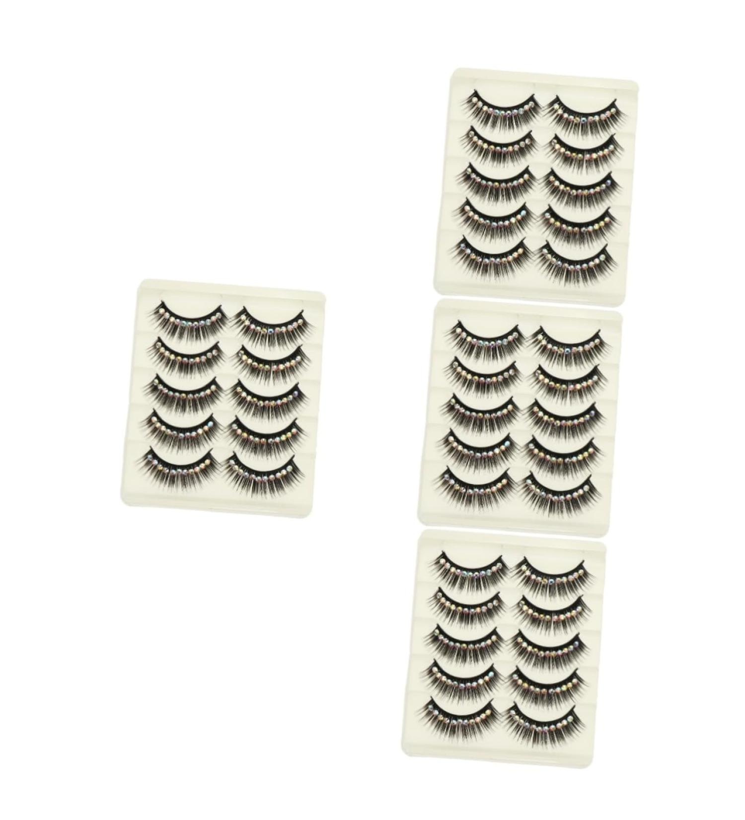 FOMIYES 40 Pairs Diamond False Eyelashes Exaggerated Eyelashes False Eyelashes Magnetic False Eyelashes Dramatic Glitter False Lashes Natural Look Chemical Fiber Hard Stem Striking Make up - Buy Online on GoSupps.com