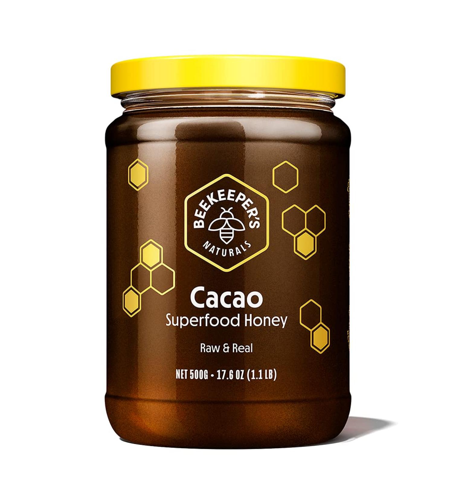 Beekeeper's Naturals Superfood Honey Cacao 17.6 oz (500g) | Organic & Nutrient-Rich Delight - Buy Online on GoSupps.com