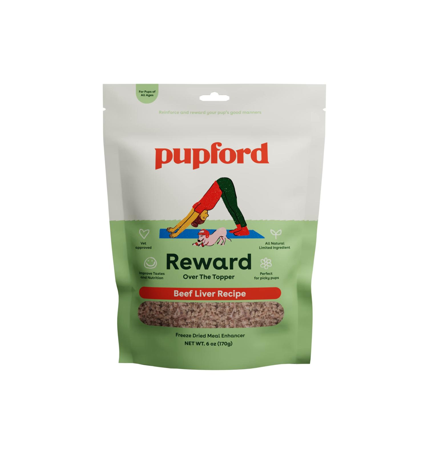 Pupford Over the Topper - Beef Liver Freeze-Dried Meal Topper for Dogs | Made in USA | Improve Nutrition & Taste - Ideal for Picky Eaters - Buy Online on GoSupps.com