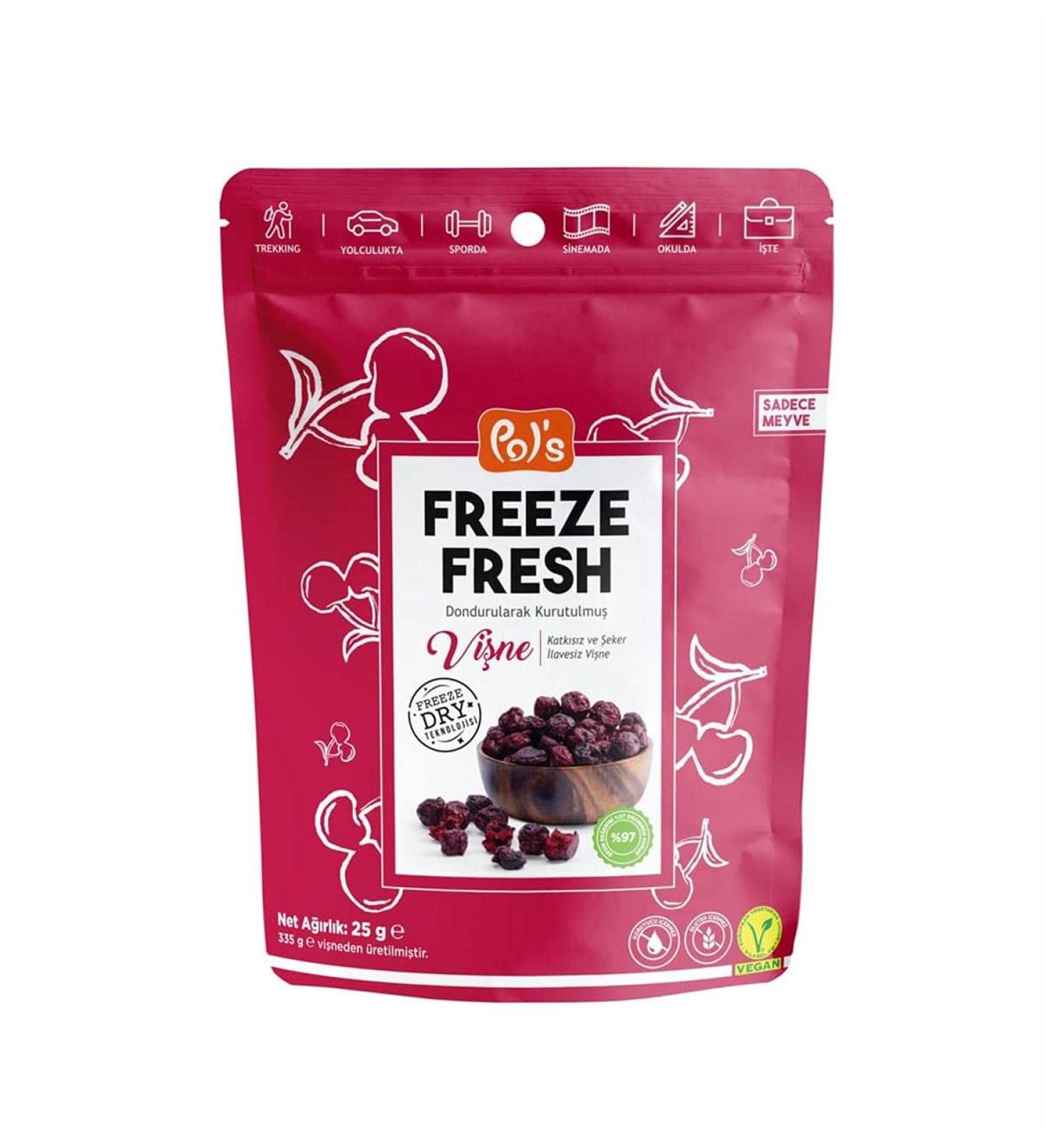  POL'S POL'S - 25g Freeze-dried sour cherries best snack on the go non-GMO gluten-free no added sugar vegan raw kosher no additives Dried Sour Cherry Dried Sour Cherries - Buy Online on GoSupps.com