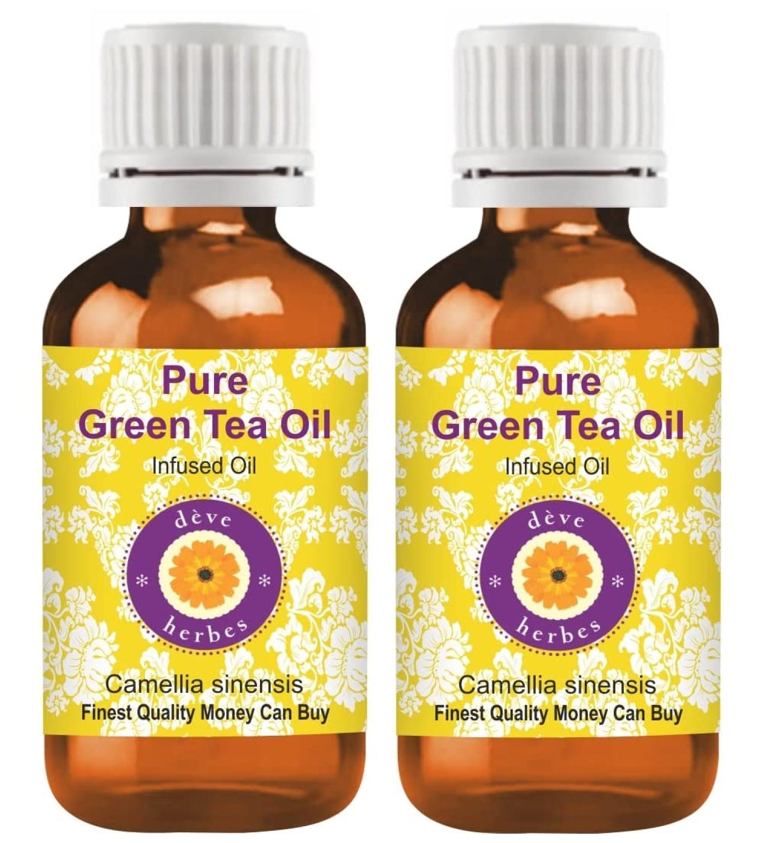Deve Herbes Pure Green Tea Oil (Camellia sinensis) Infused (Pack of Two) 100ml X 2 (6.76 oz) - Buy Online on GoSupps.com