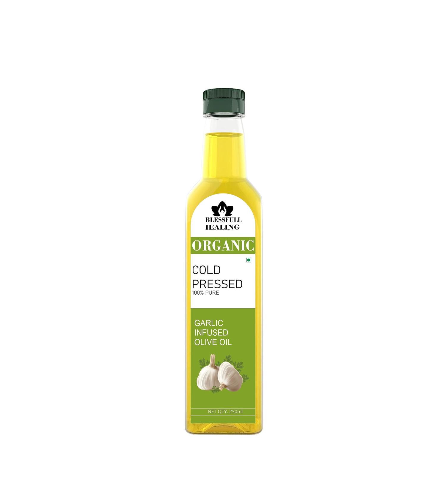 Blessfull Healing Cold Pressed Garlic Infused Oil for Healthy Cooking Skin Glow 250 ml / 8.45 fl oz Pack of 1 - Buy Online on GoSupps.com