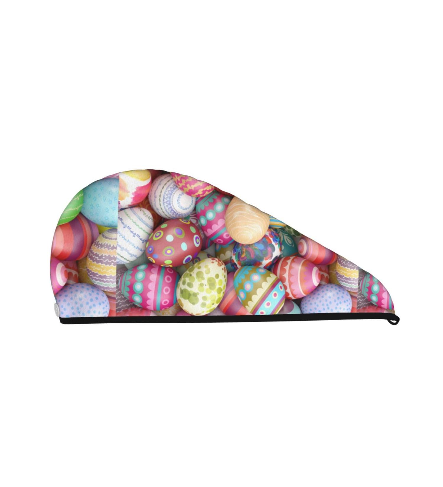 Hair Towel Wrap | Quick-Dry Hair Turban with Button | Easter Eggs Design - Perfect for All Hair Types - Buy Online on GoSupps.com