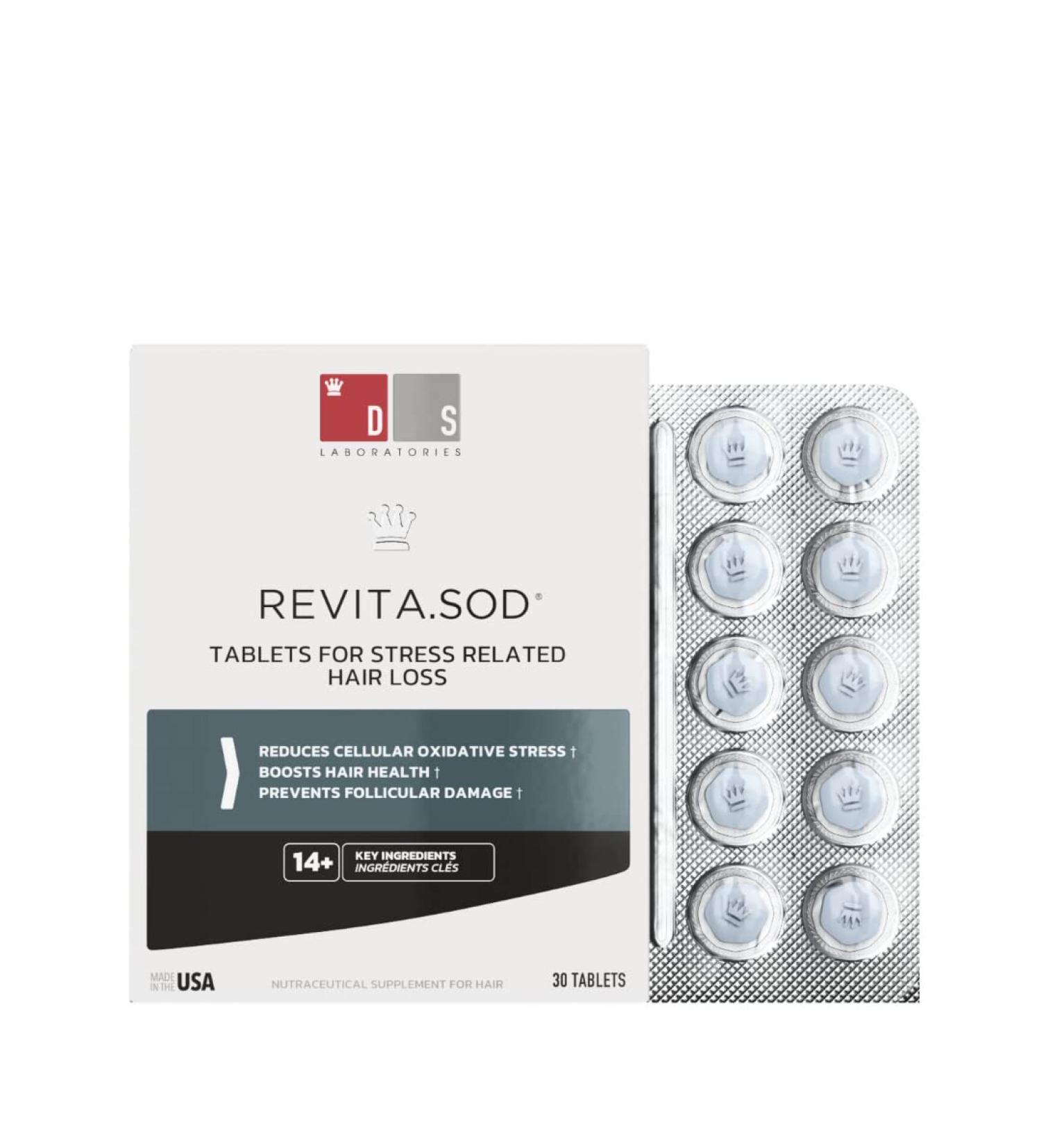 Revita.SOD Hair Growth Supplement by DS Laboratories - Fuller Thicker Stronger Hair, Combat Hair Loss & Thinning Due to Stress, Reduce Balding & Shedding - 30 Day Supply - Buy Online on GoSupps.com