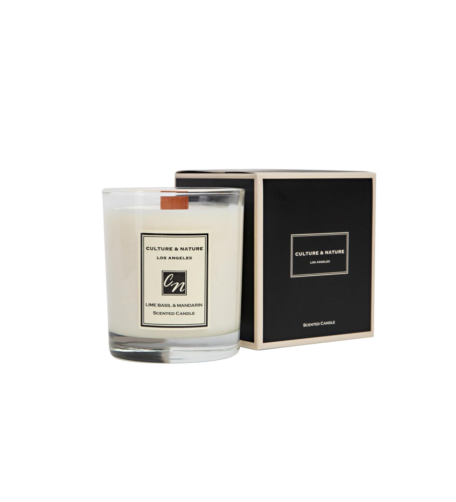 CULTURE & NATURE Lime Basil & Mandarin Scented Soy Candle - 100% Natural Long-Burning Wooden Wick Luxury Home Fragrance (8oz - Buy Online on GoSupps.com