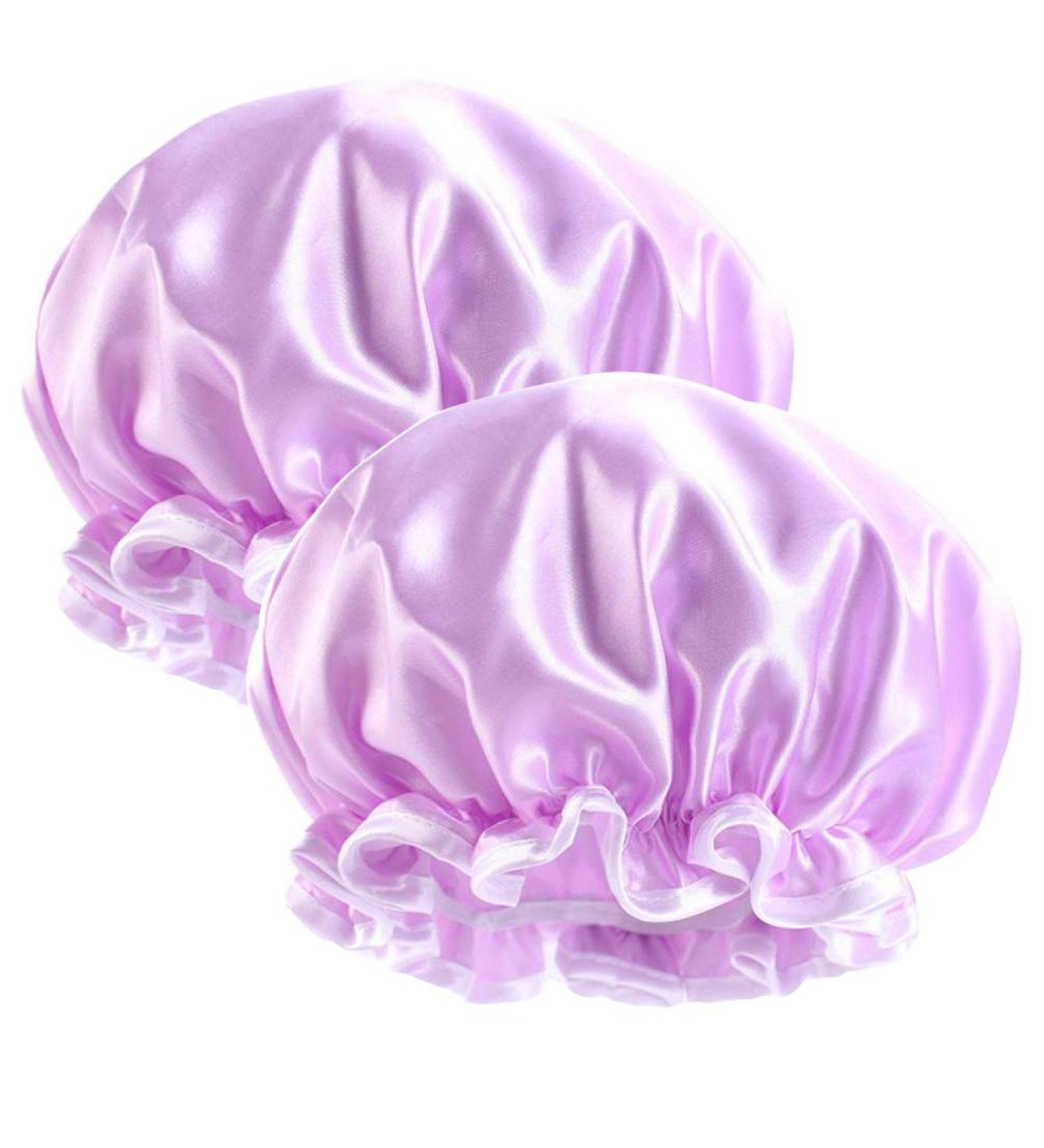 Arycrack Lavender Shower Cap Bonnet 2-Pack - Waterproof PE, Two-Layer Inside for Ultimate Protection - Buy Online on GoSupps.com