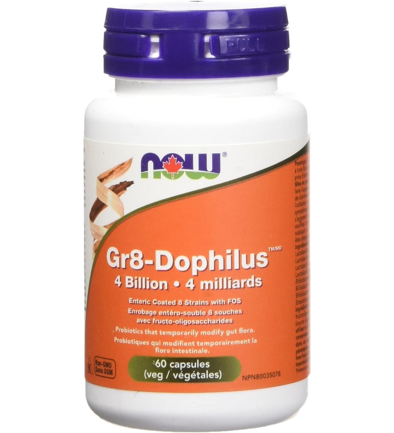 NOW Supplements Gr8-Dophilus Capsules 60 Count - Buy Online on GoSupps.com