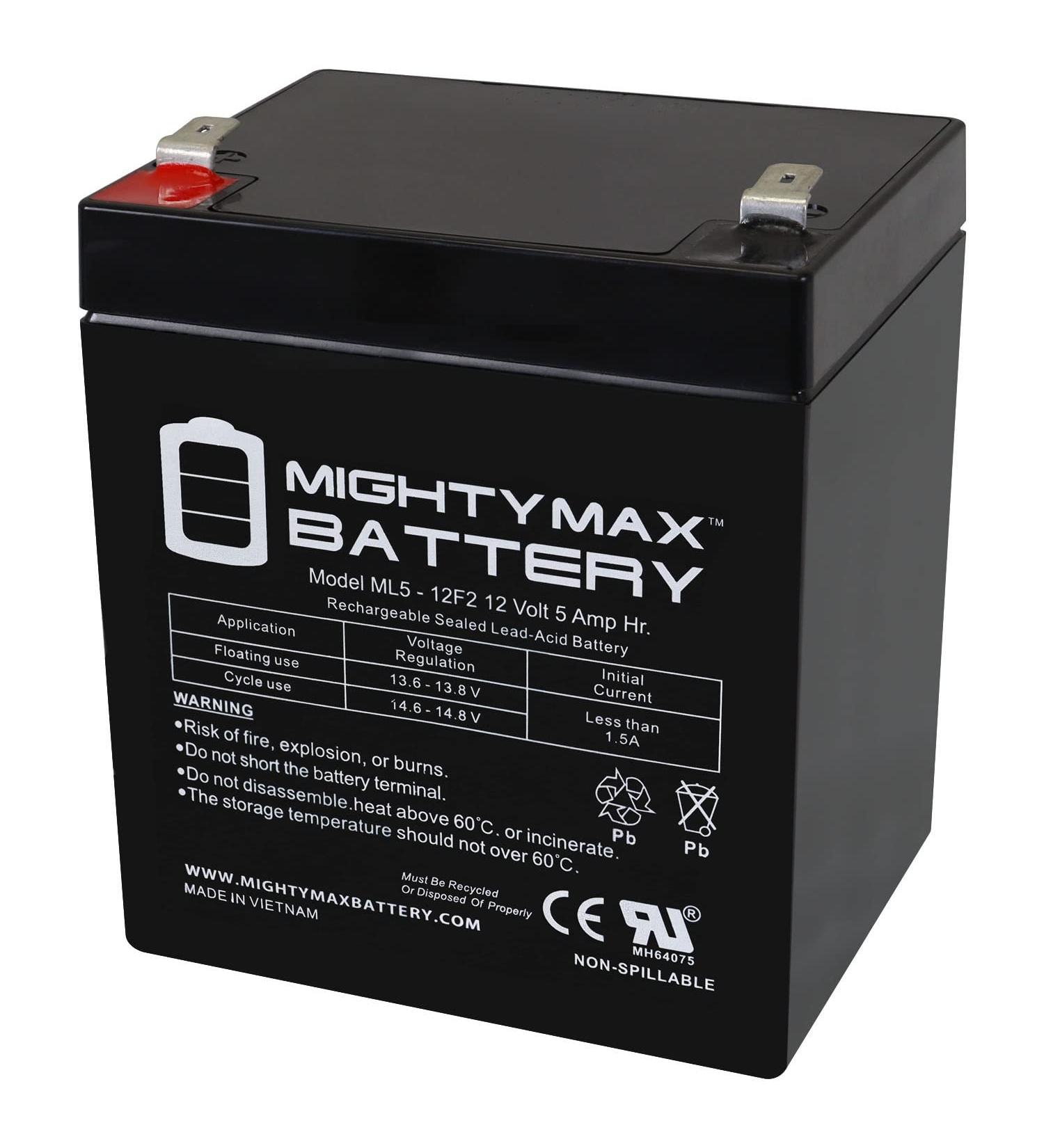 Mighty Max Battery ML5-12F2 | 12V 5AH Rechargeable SLA AGM Battery | Fast International Shipping - Buy Online on GoSupps.com