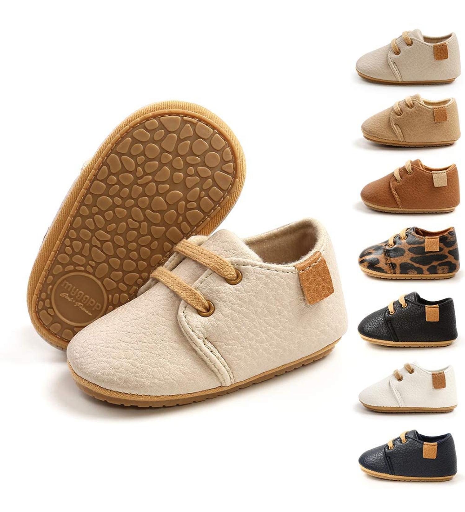 Sonsage Infant Baby Oxford Shoes - Anti-Slip Lace-Up Soft Sole Sneakers 6-12 Months - Apricot - Buy Online on GoSupps.com