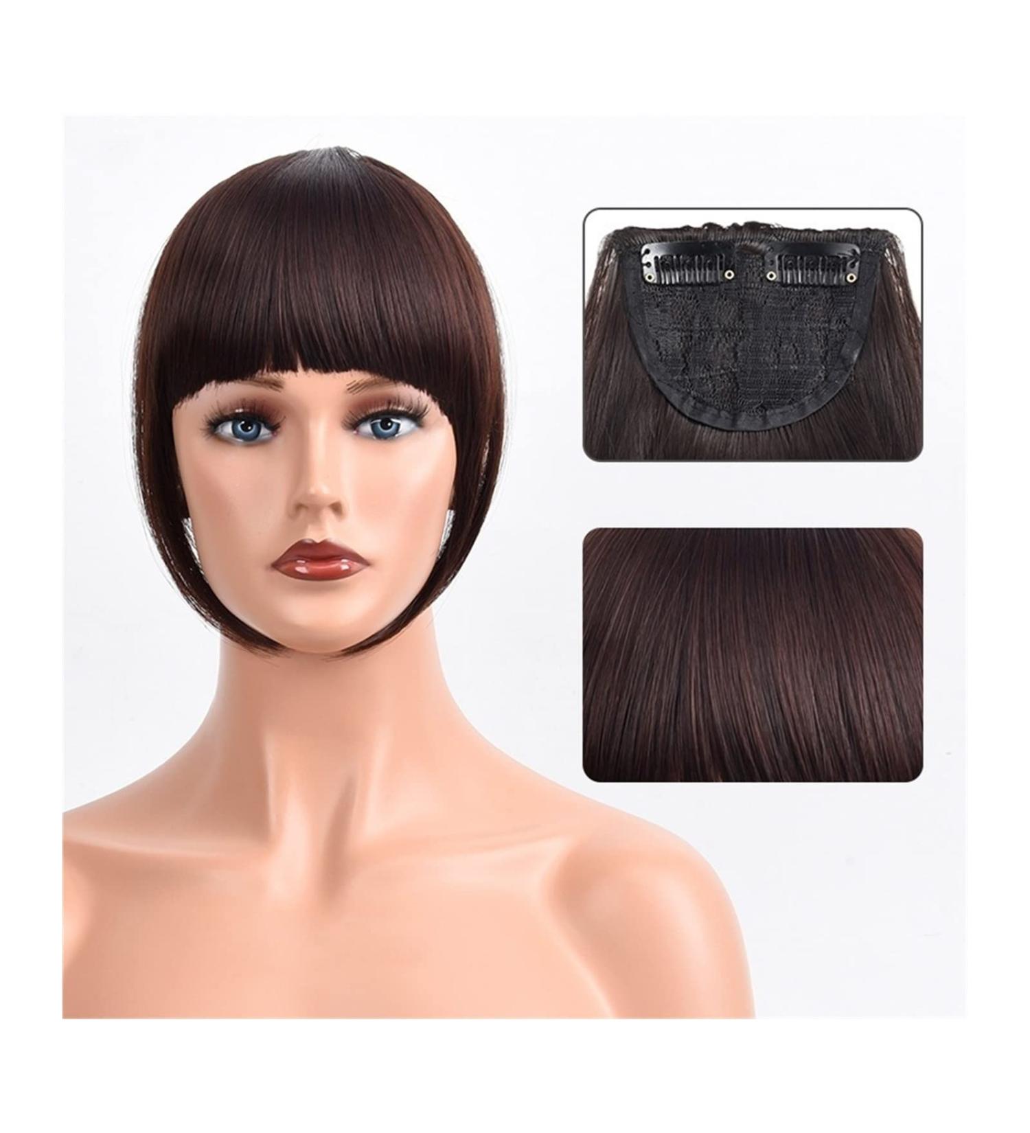 Bangs Hair Clip Synthetic Heat Resista Fake Bangs French Bangs Hair Piece Clip in Thick Natural Full Bangs Straight Fringe with Temples for Women Girls Bangs Clip in Hair (Color : 123-04 Size : 15c 15cm 123-04 - Buy Online on GoSupps.com