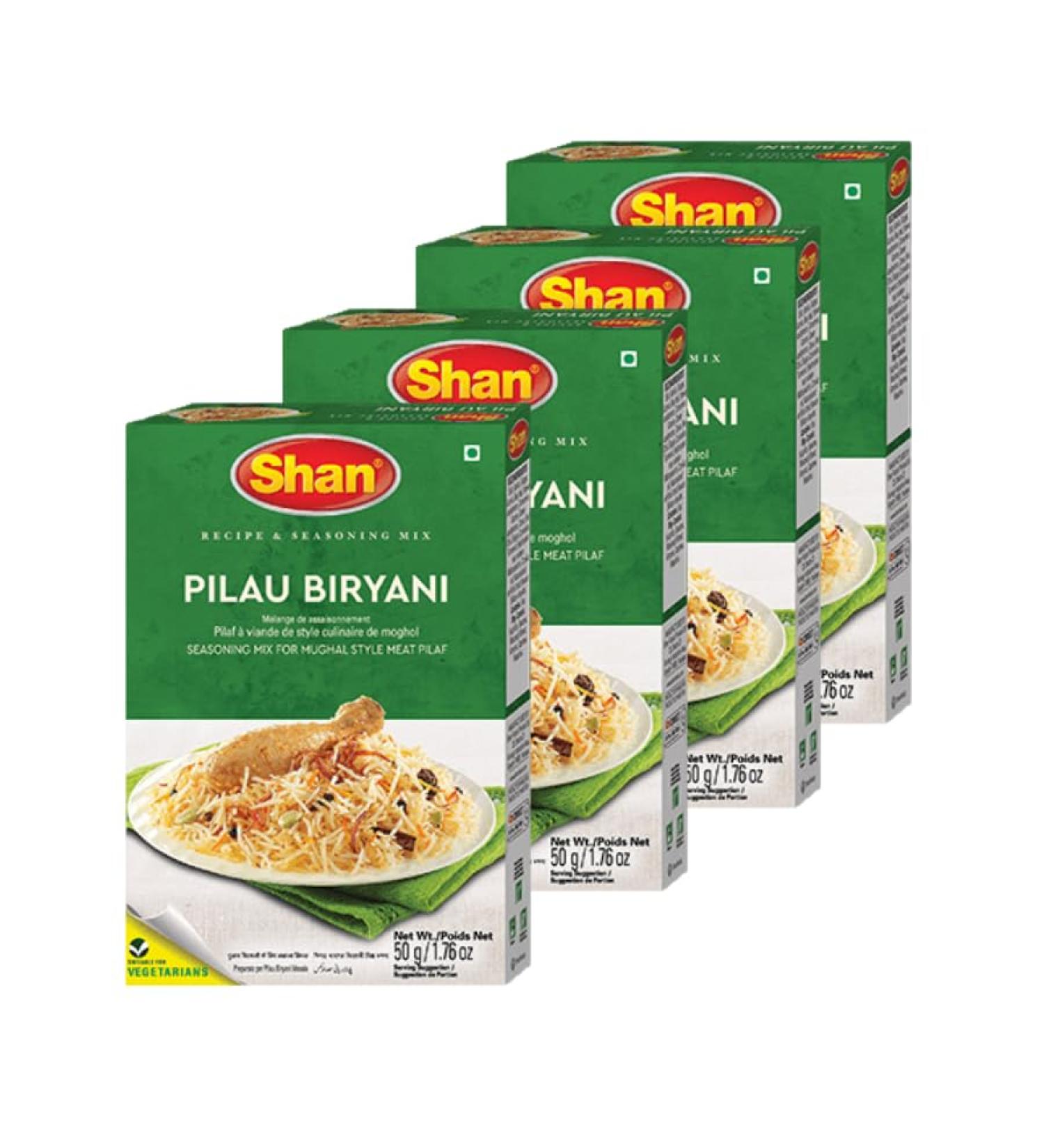Shan Rice Pilau Biryani Seasoning Mix 50g - 4 Pack | Mughal Style Meet Pilaf Mughal Stil Fleisch Pilaw. - Buy Online on GoSupps.com