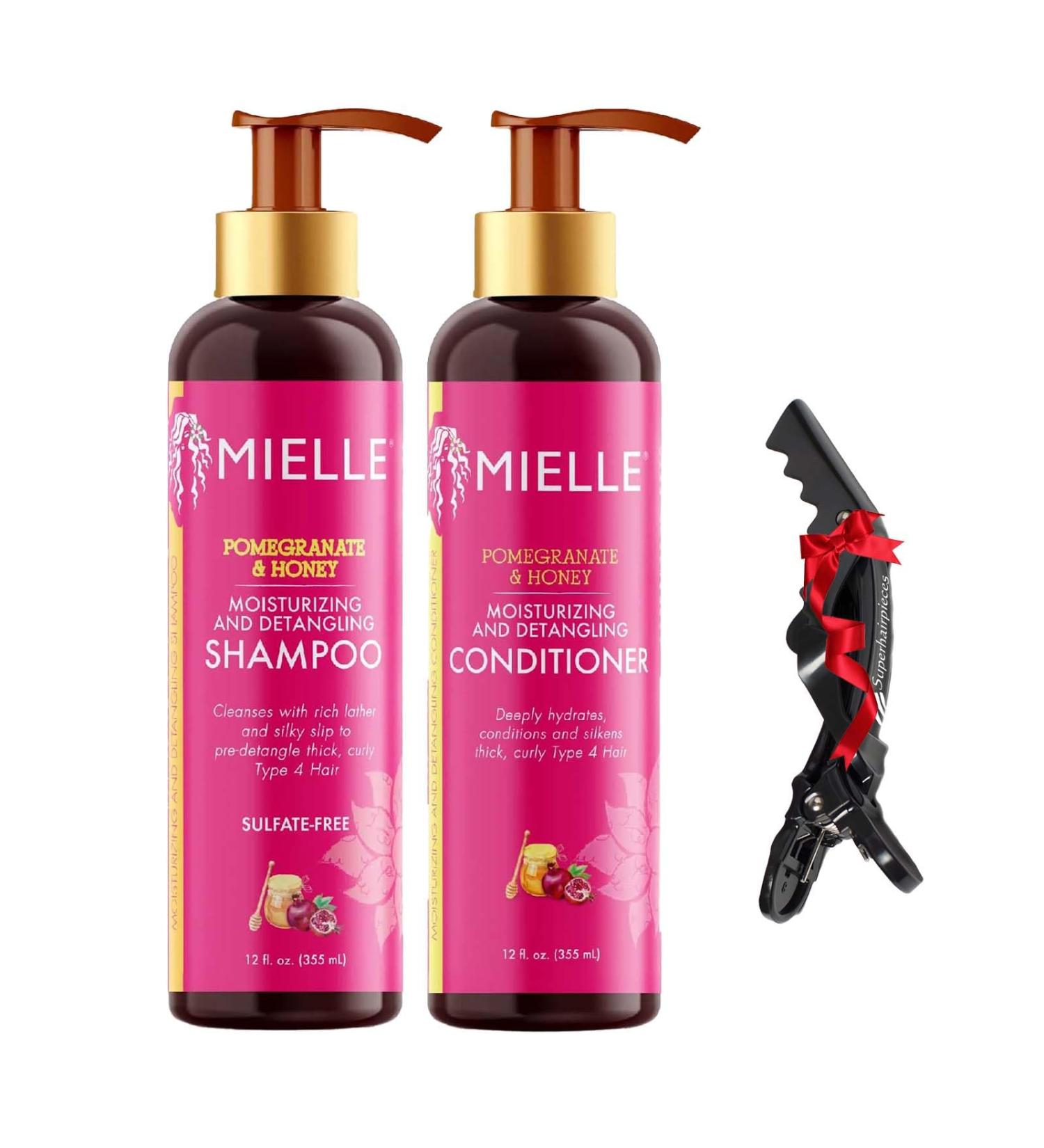 Pomegranate & Honey Shampoo and Conditioner Set 12oz with Superhairpieces black clip P&H_S+C Set