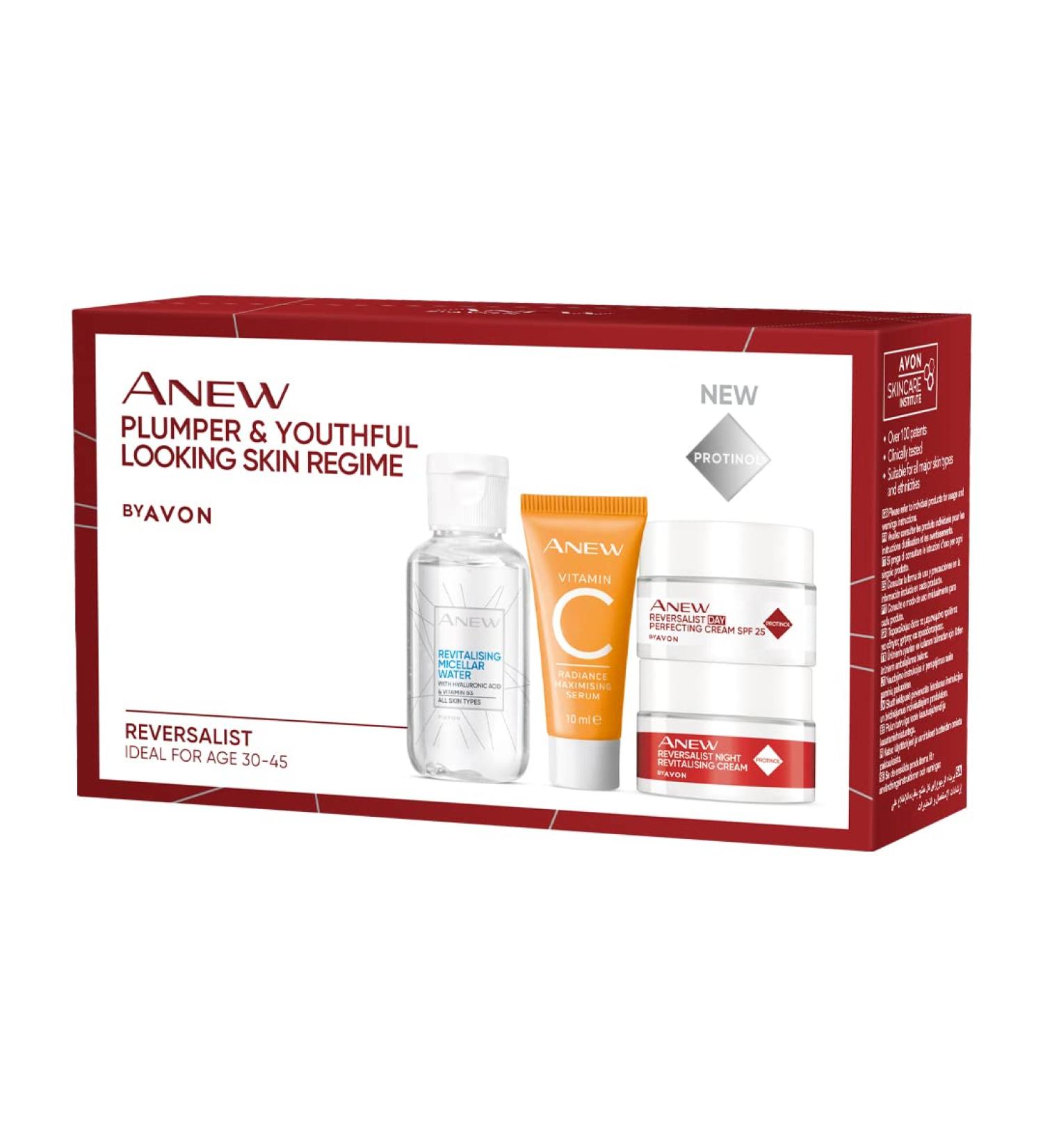 Avon Anew Reversalist Mini Anti-Ageing Skincare Regime 4-Piece Set - Includes: Micellar Water Radiance Maximising Serum Plus Day and Night Creams - Buy Online on GoSupps.com