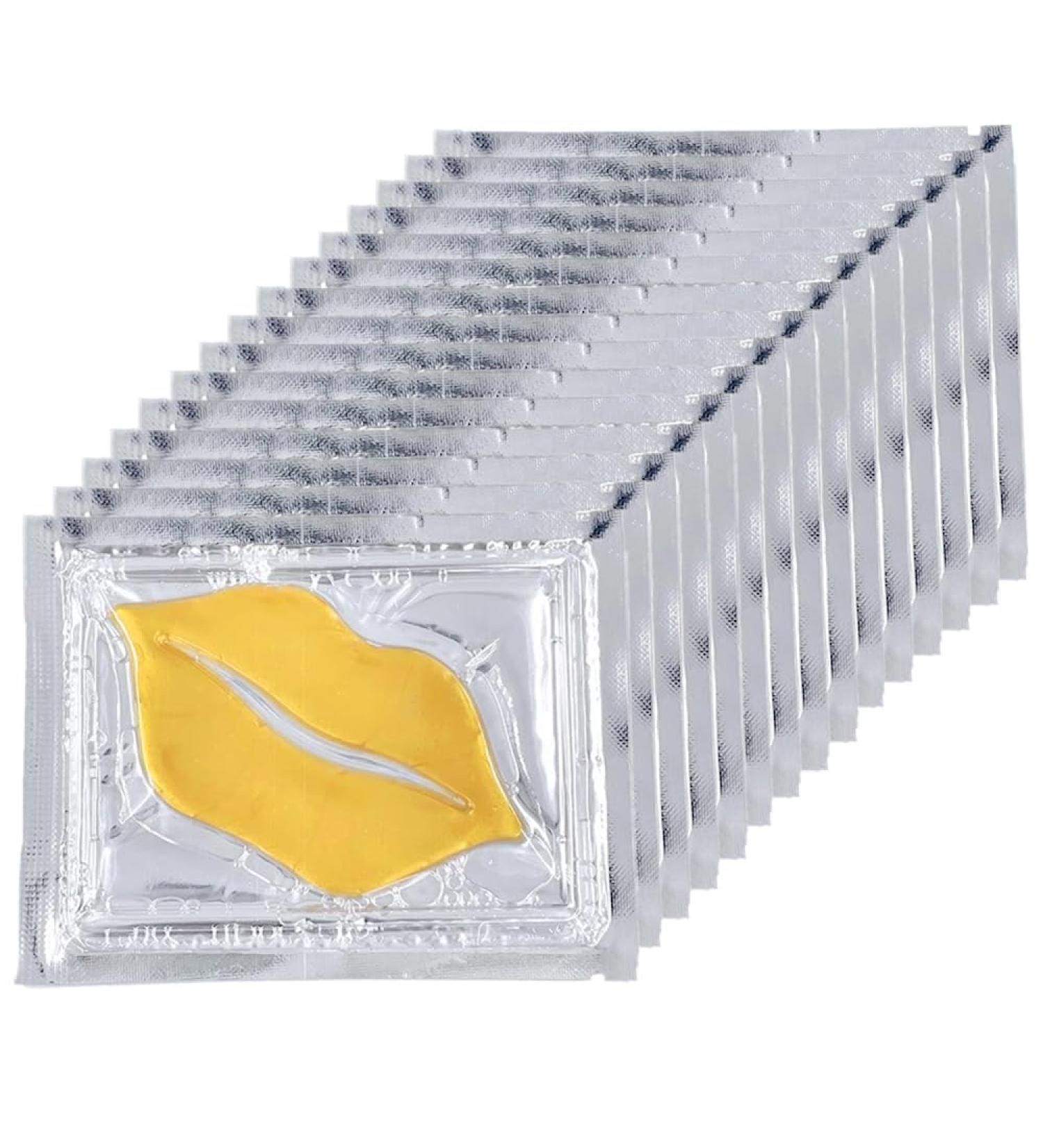 KlsyChry 15pcs Gold Gel Collagen Lip Mask Moisturizing Lip Plumper Patches Crystal Lip Pads for AntiWrinkle AntiAging AntiChapping Firms and Moisturizes Lips - Buy Online on GoSupps.com