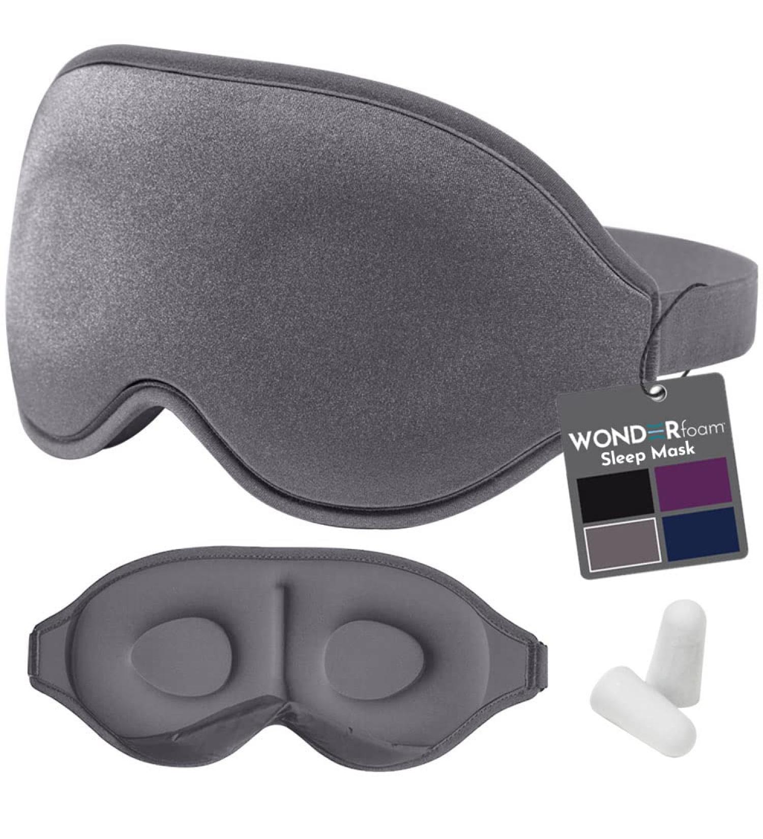 Memory Foam Sleep Mask with Blinkable Light Blocking-Adjustable Contoured Eye Cover for Men and Women-Gray - Buy Online on GoSupps.com