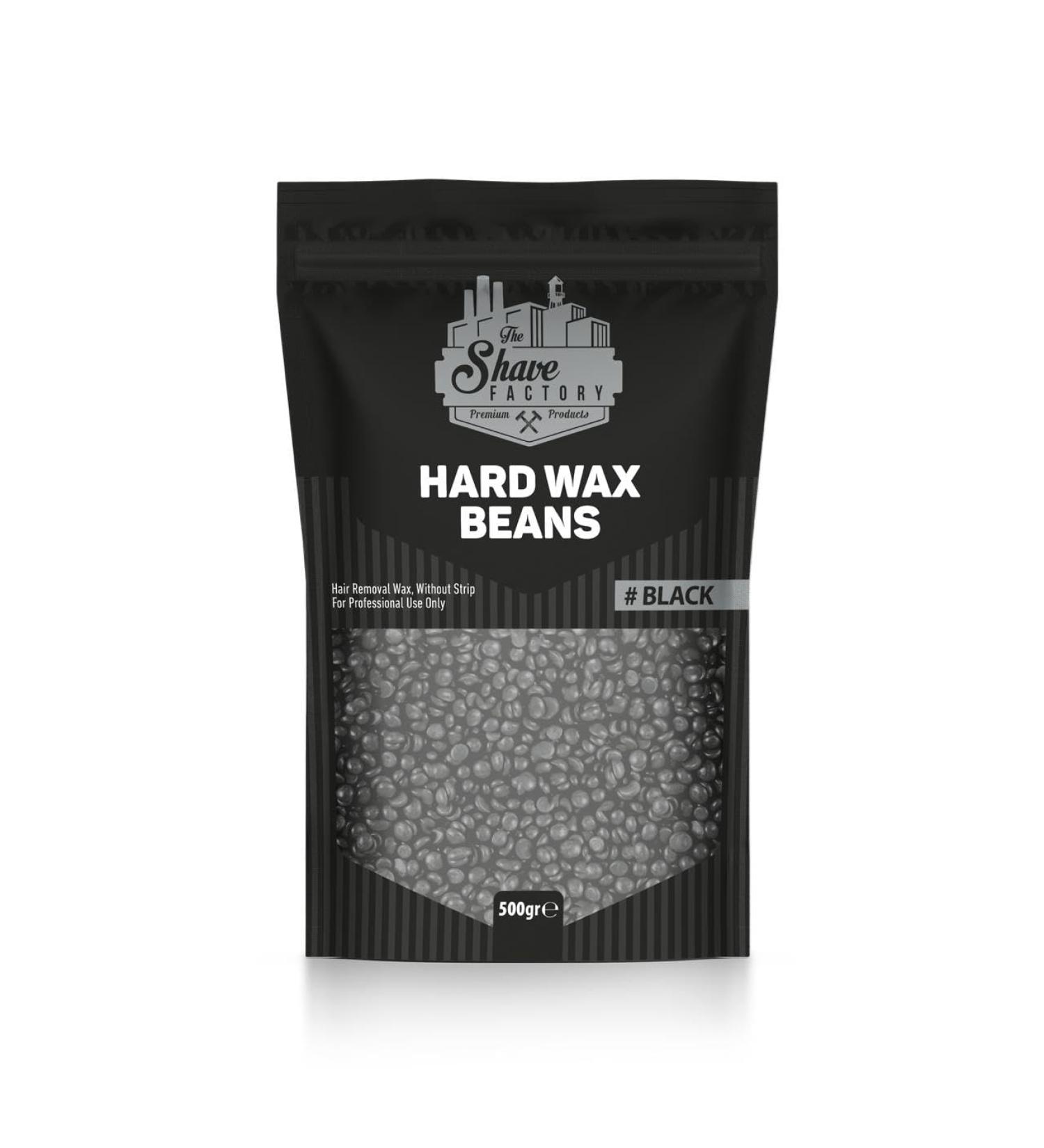 The Shave Factory Wachbarrels for hair removal I Hard Wax Beans for thorough and gentle depilation I d pilation with waxing pearls for face and body I black I 1 x 500g 500 g (1 Pack) black wax sparrows