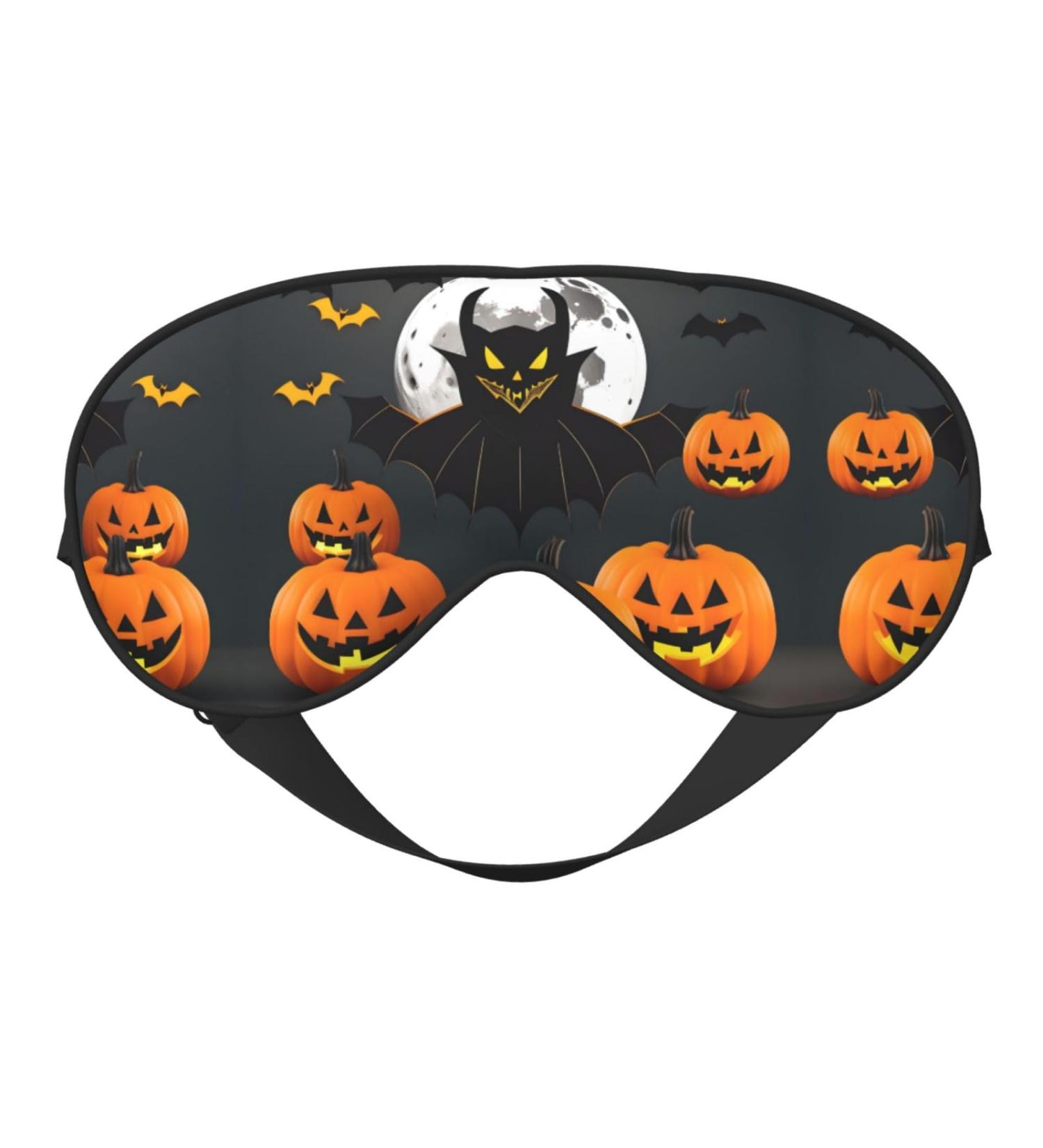 Halloween Moon Bat Pumpkin Print Double-Sided Eye Mask Soft and Light Blocking for Enhancing Sleep Quality - Buy Online on GoSupps.com