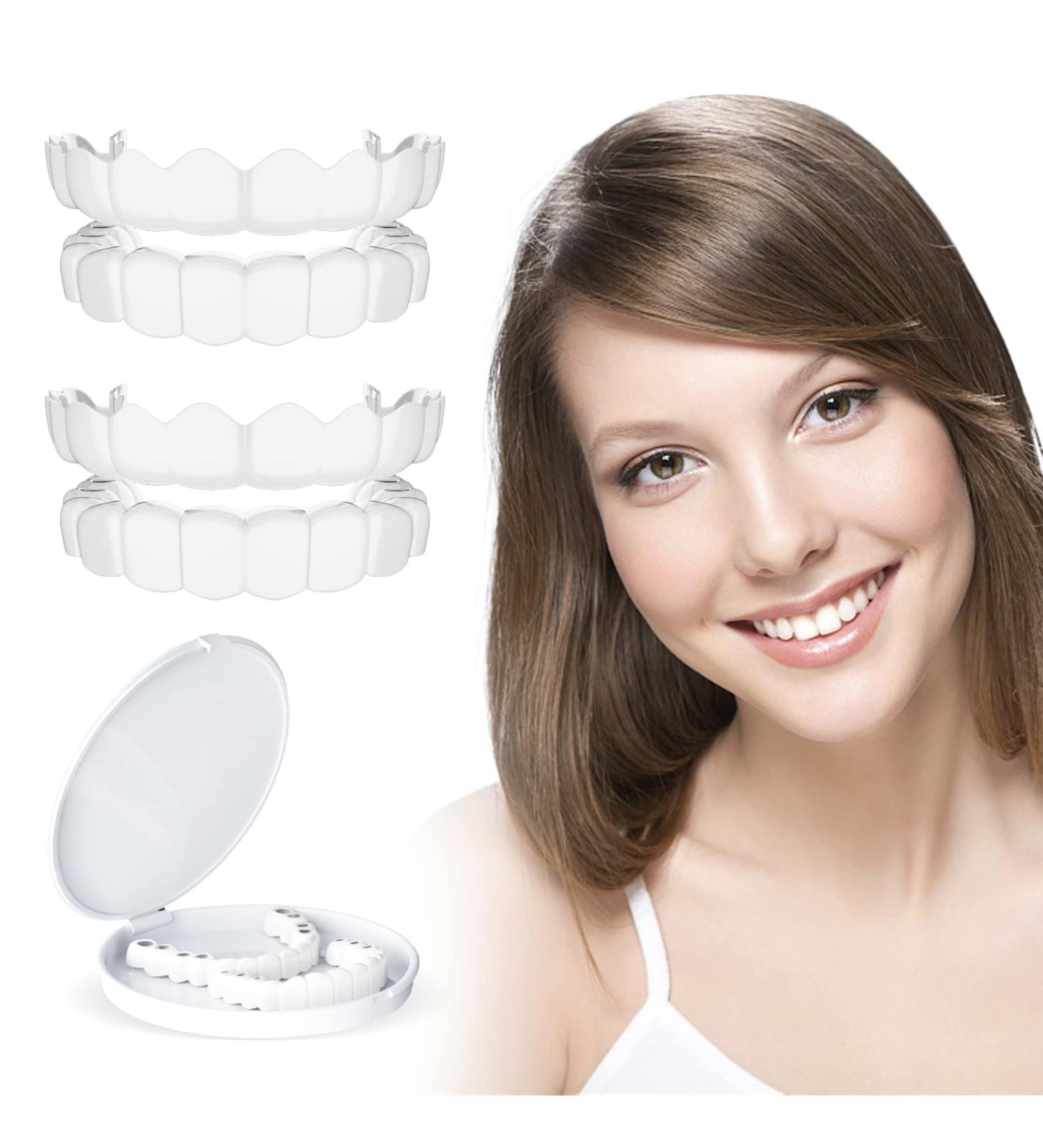 2 Pairs Snap on Dentures & Veneers with Box - Temporary Braces Cover for Imperfect Smile - Buy Online on GoSupps.com