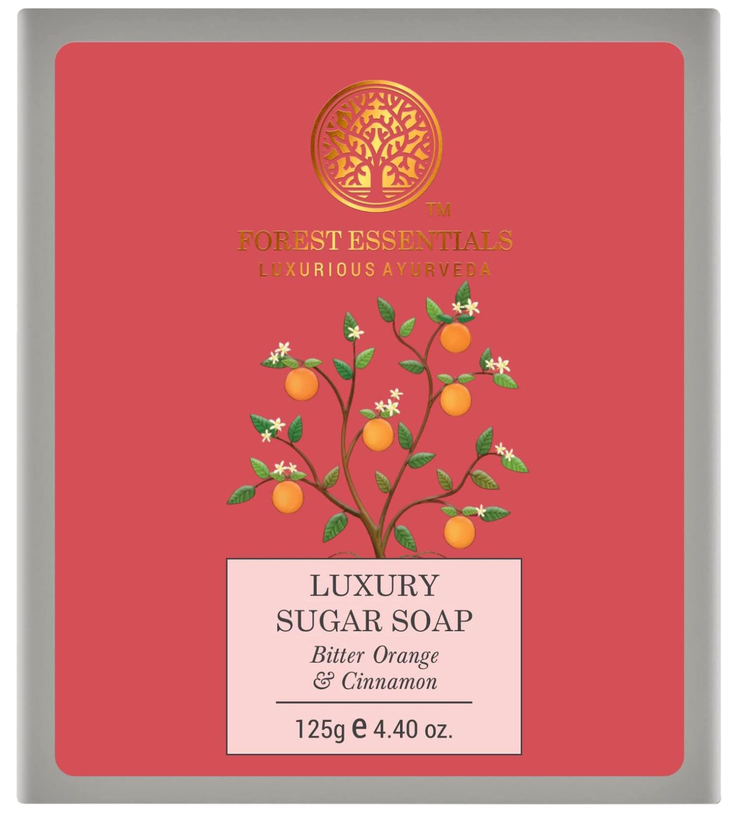 Buy Forest Essentials Luxury Sugar Soap Bitter Orange & Cinnamon - 125g | Premium Natural Ingredients for Skin Care | International Shipping Available - Buy Online on GoSupps.com