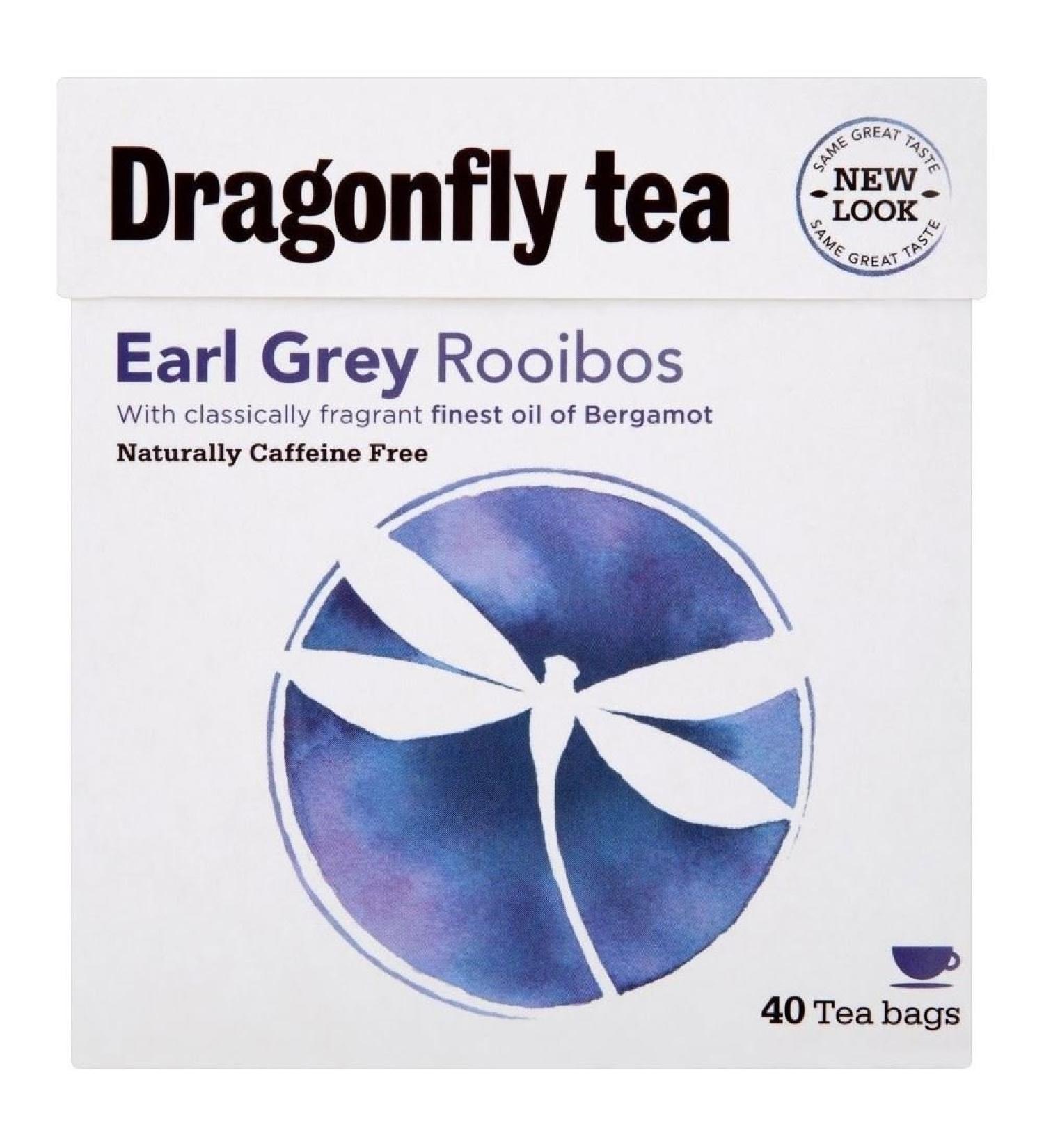 The Great Canadian Tea Dragonfly Rooibos Tea Free Natural Caffeine Earl Grey (40) - 2 Pack