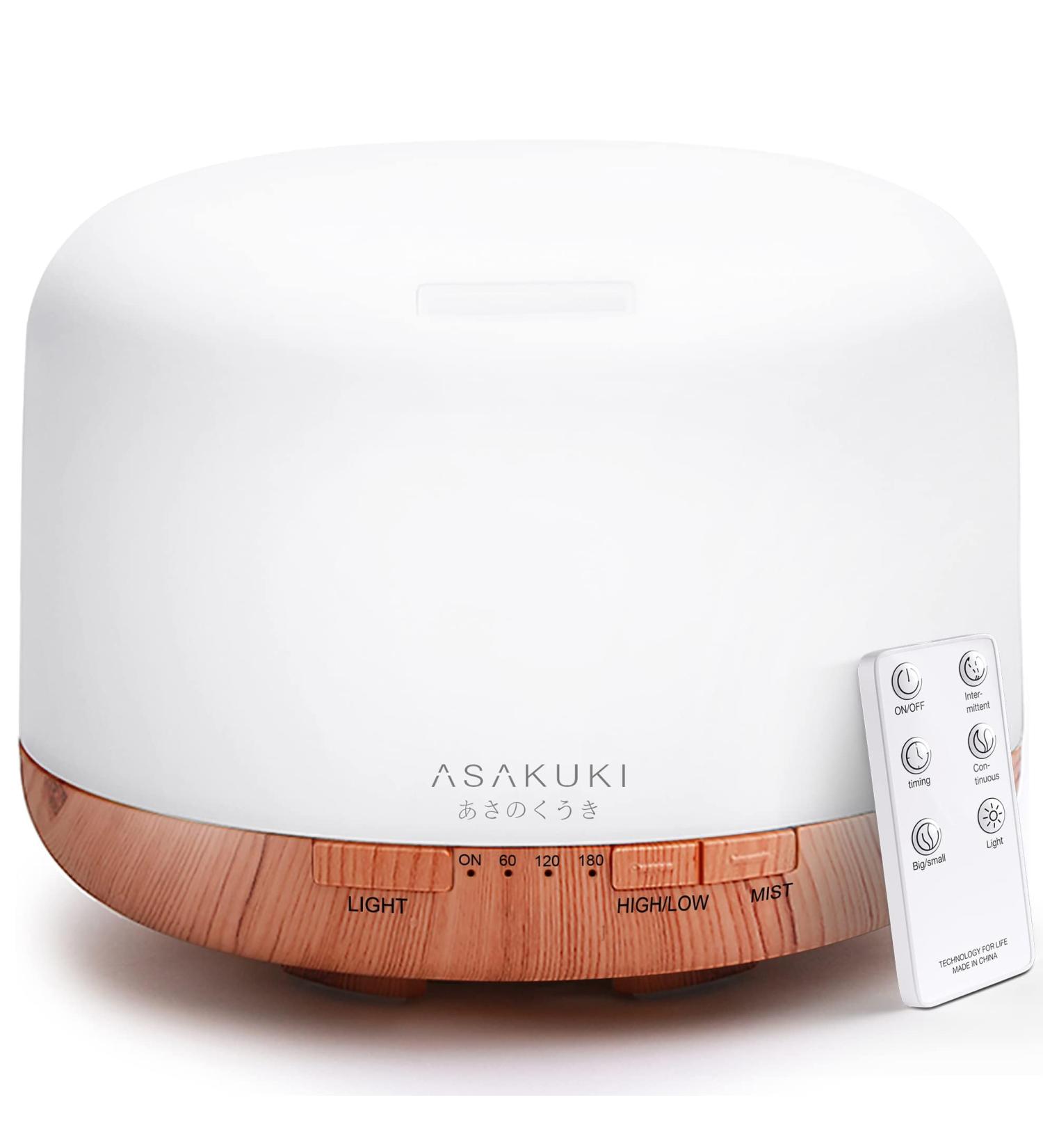 Asakuki 500ml Aroma Diffuser Ultrasonic Essential Oil Diffuser Humidifier with Timer & Auto Shut-off | 7 LED Colors - Buy Online on GoSupps.com