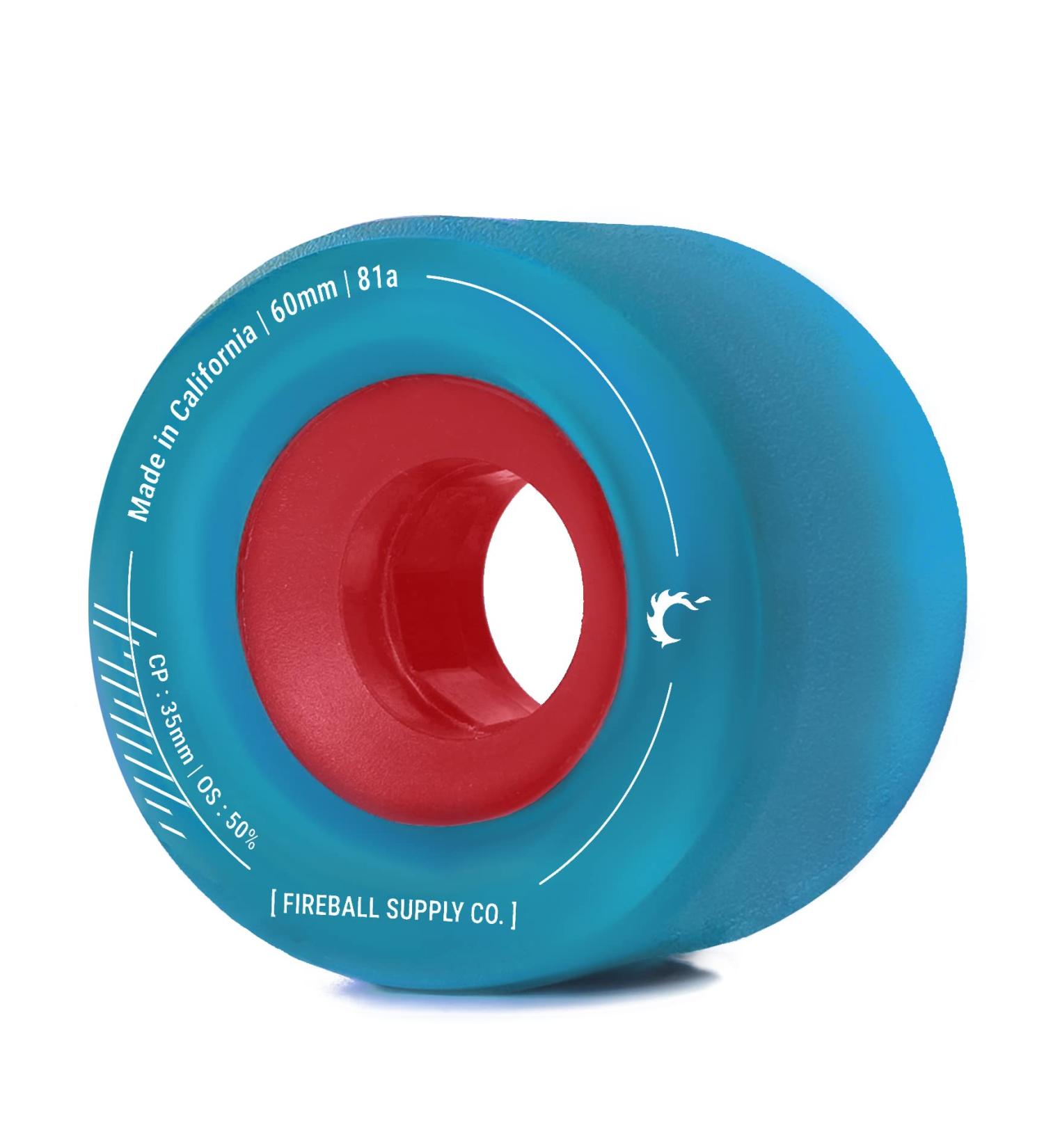 Fireball Tinder 60mm Longboard Wheels 81a - USA Made Cruiser Skateboard Wheels - Blue (Set of 4) - Buy Online on GoSupps.com
