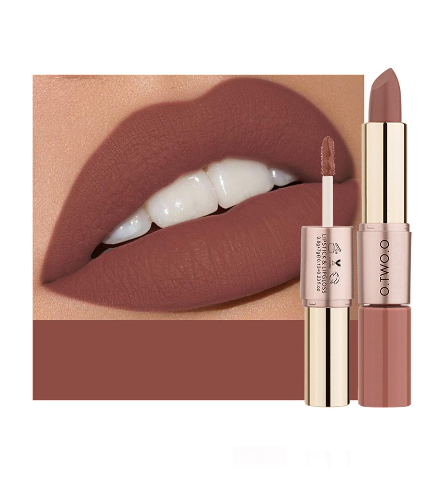 Kuailego Rose Gold 2-in-1 Matte Lipstick & Liquid Lipstick - Long Lasting Nude Velvet Lip Gloss - Buy Online on GoSupps.com